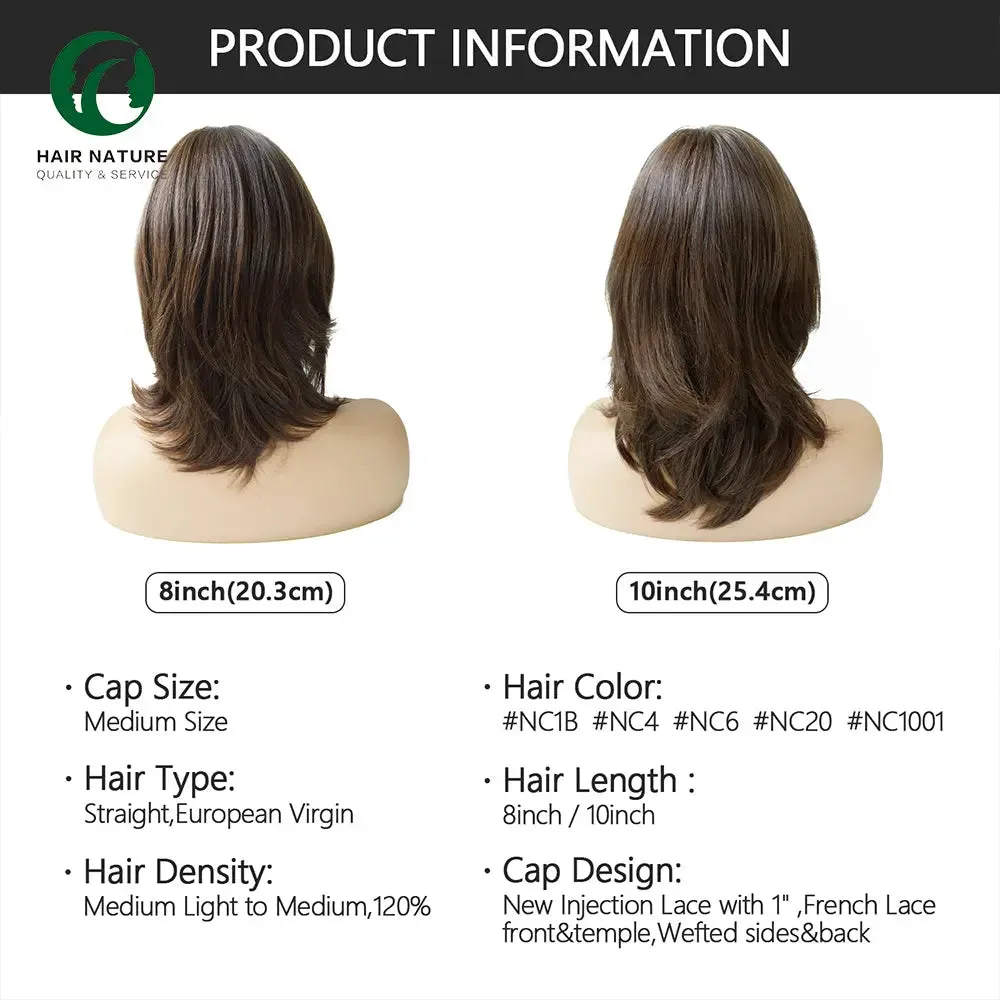 100% European Virgin Hair Wig 8 " 10