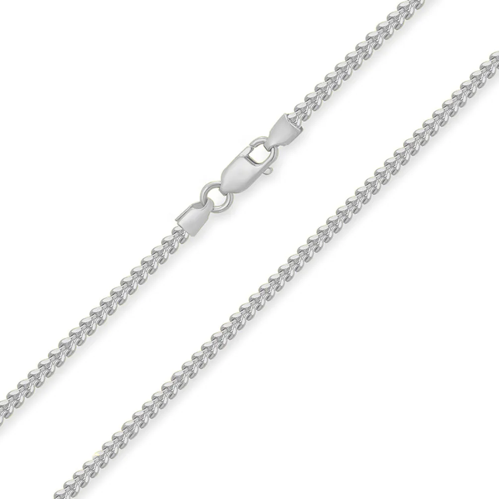 14k White Gold 4mm Hollow Square D/C Franco Chain Necklace with Lobster Claw Clasp
