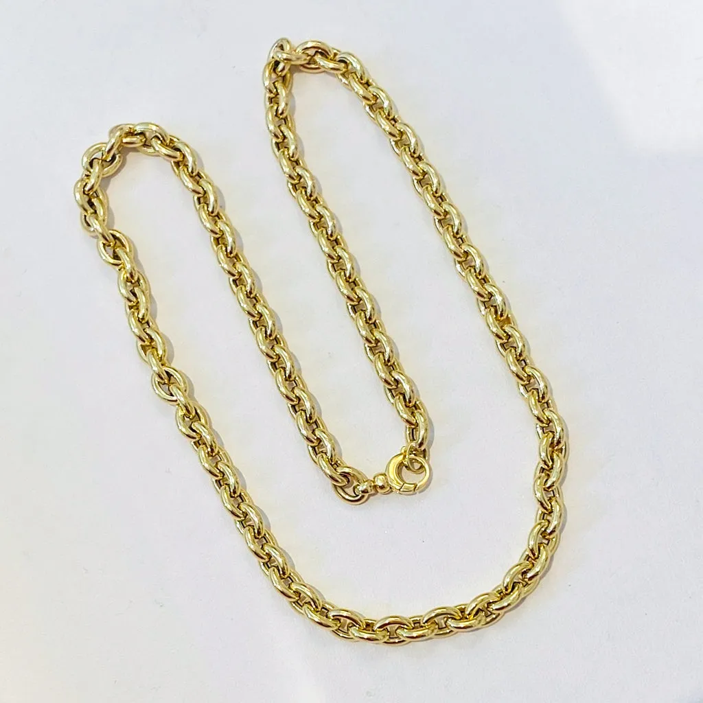 14k Yellow Gold Oval Rolo Link 18" Necklace