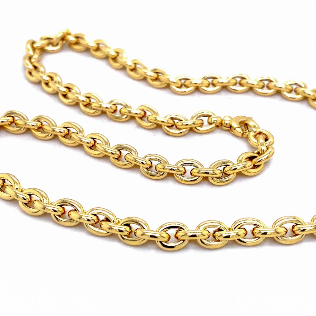 14k Yellow Gold Oval Rolo Link 18" Necklace