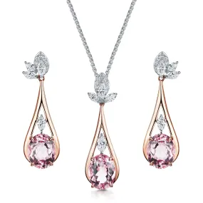 18ct Rose & White Gold Pink Tourmaline Jewellery Set