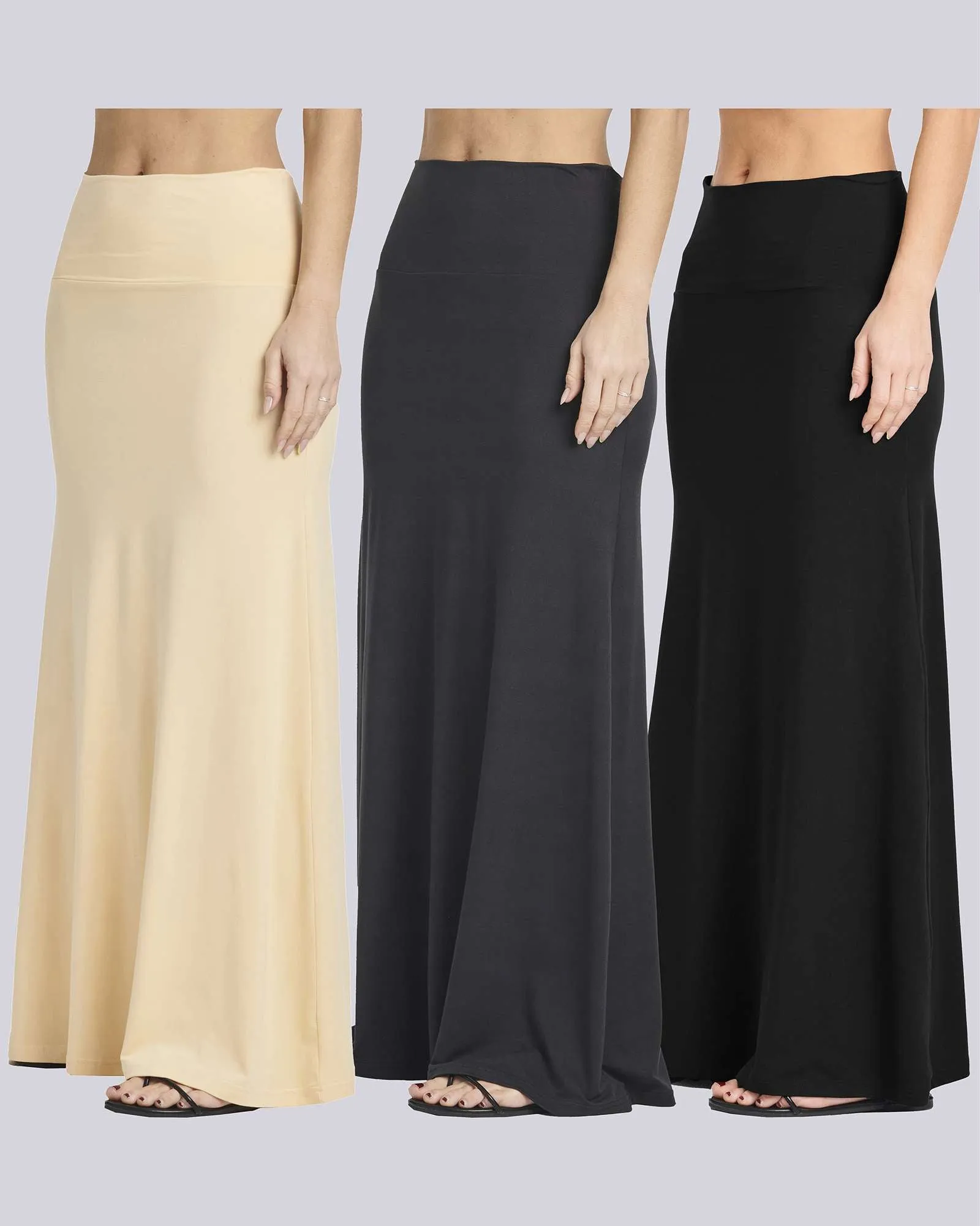 3 Pack: Women's Ultra-Soft Flowy Maxi Skirt
