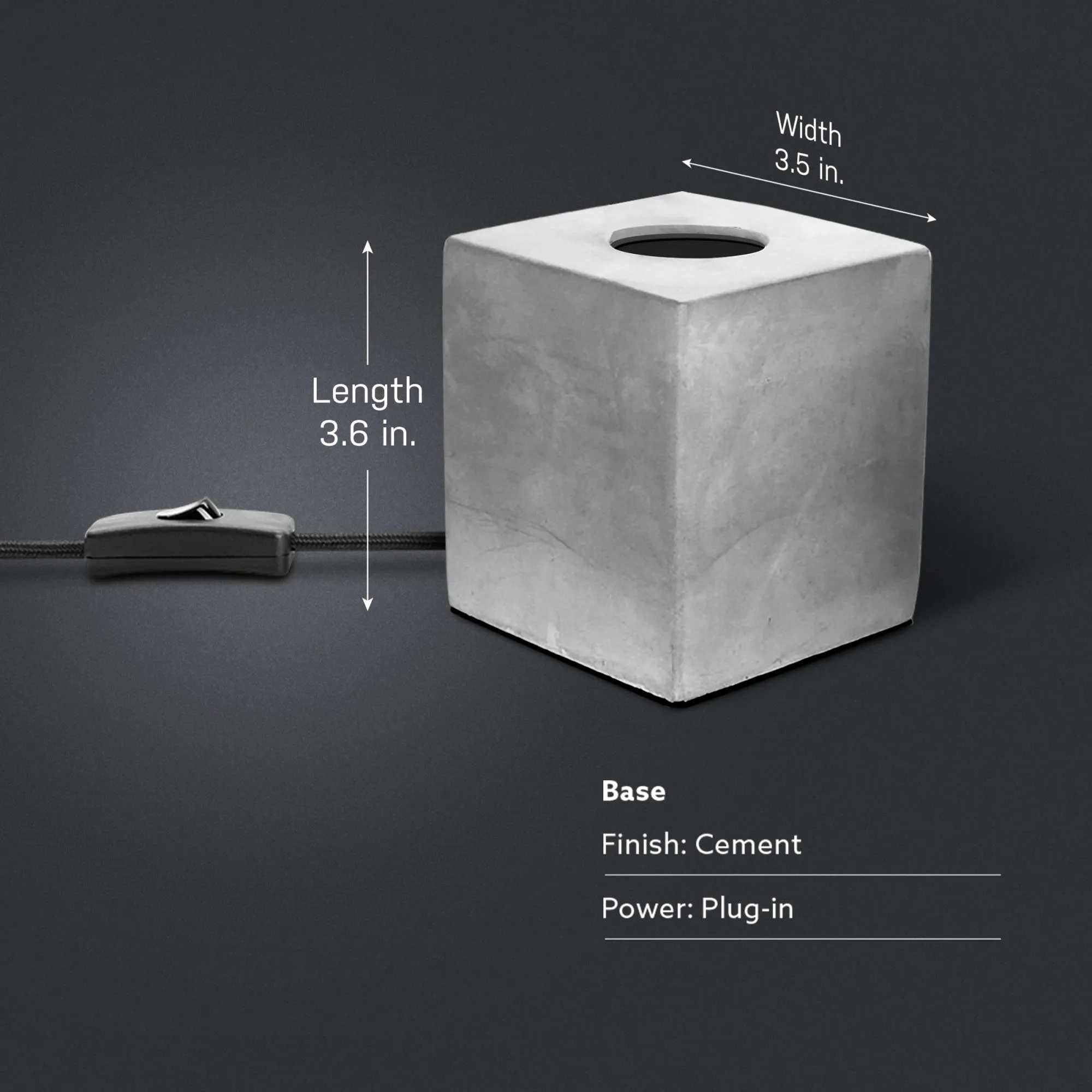 3.5 in. Cube Vintage Industrial Style Table Lamp Base (No Bulb or Shade Included)
