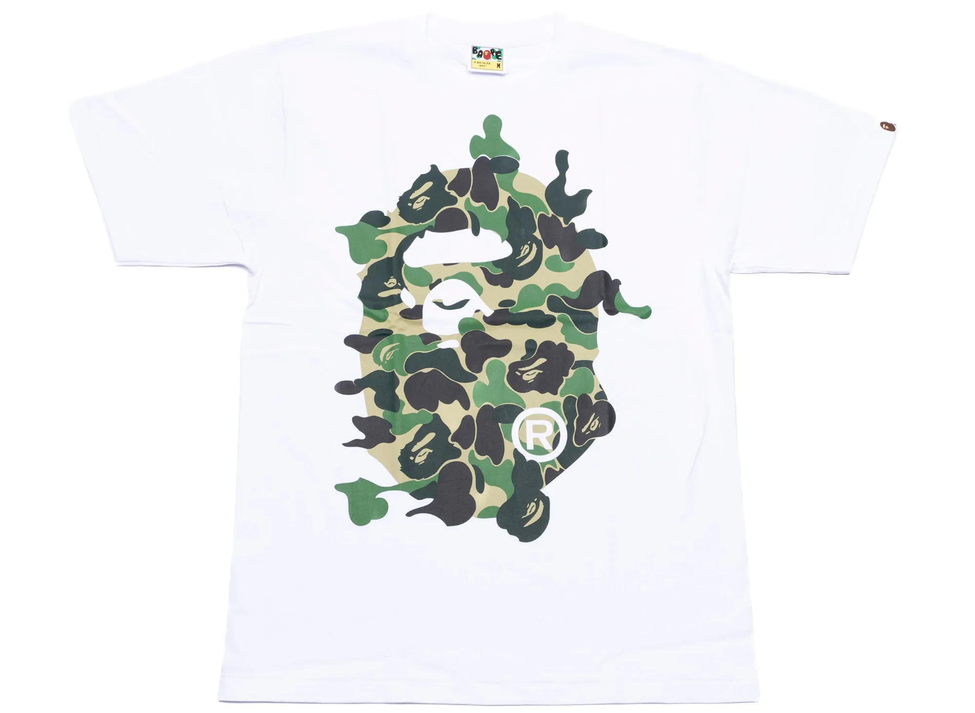 A Bathing Ape ABC Camo Rebuild Big Ape Head Tee in White/Green