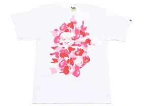A Bathing Ape ABC Camo Rebuild Big Ape Head Tee in White/Pink