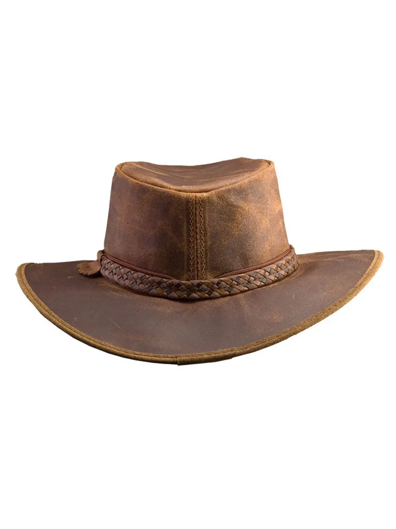 American Hat Makers CRUSHER-COP Leather Outback Hat Copper