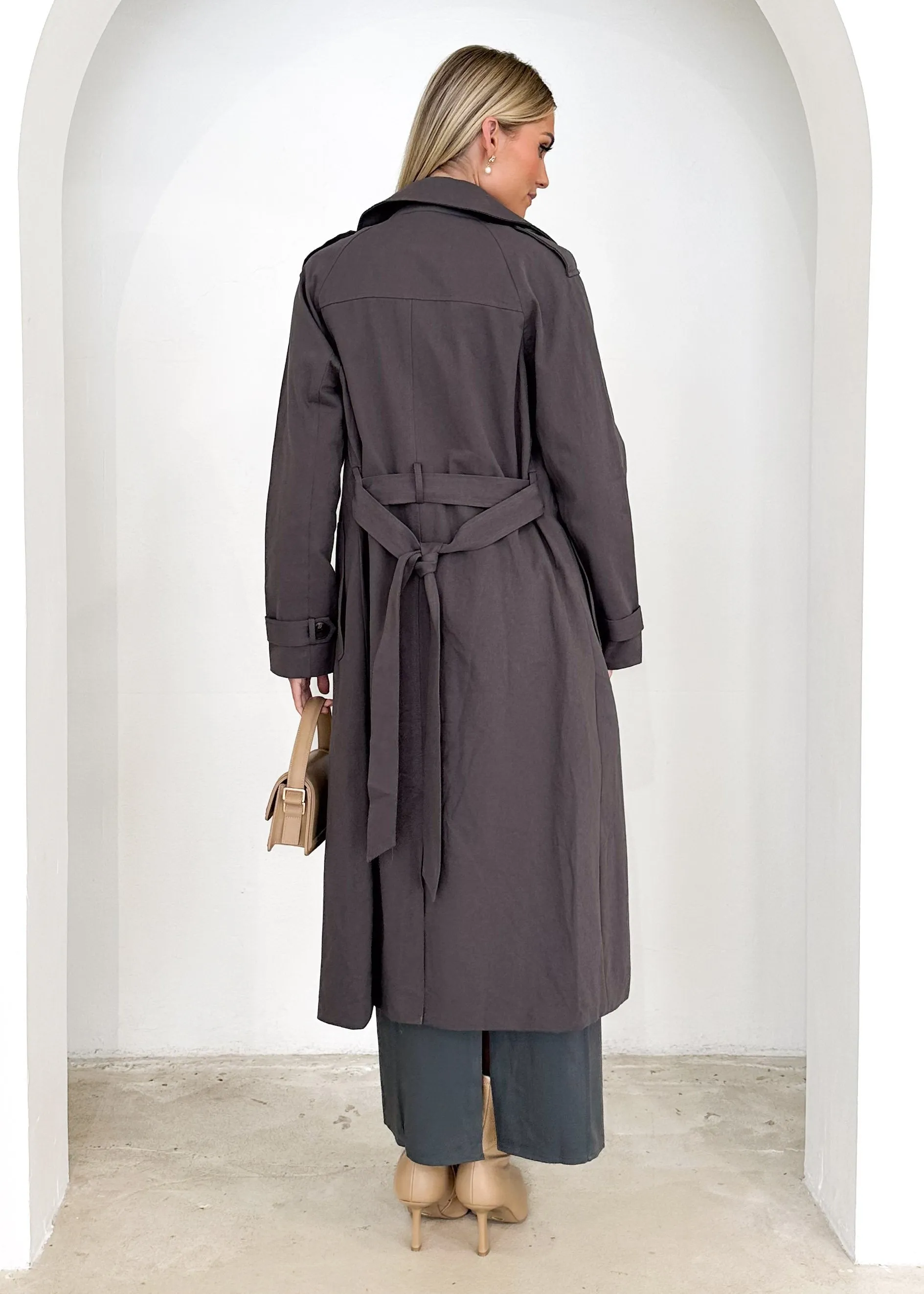 Anniesha Trench Coat - Charcoal