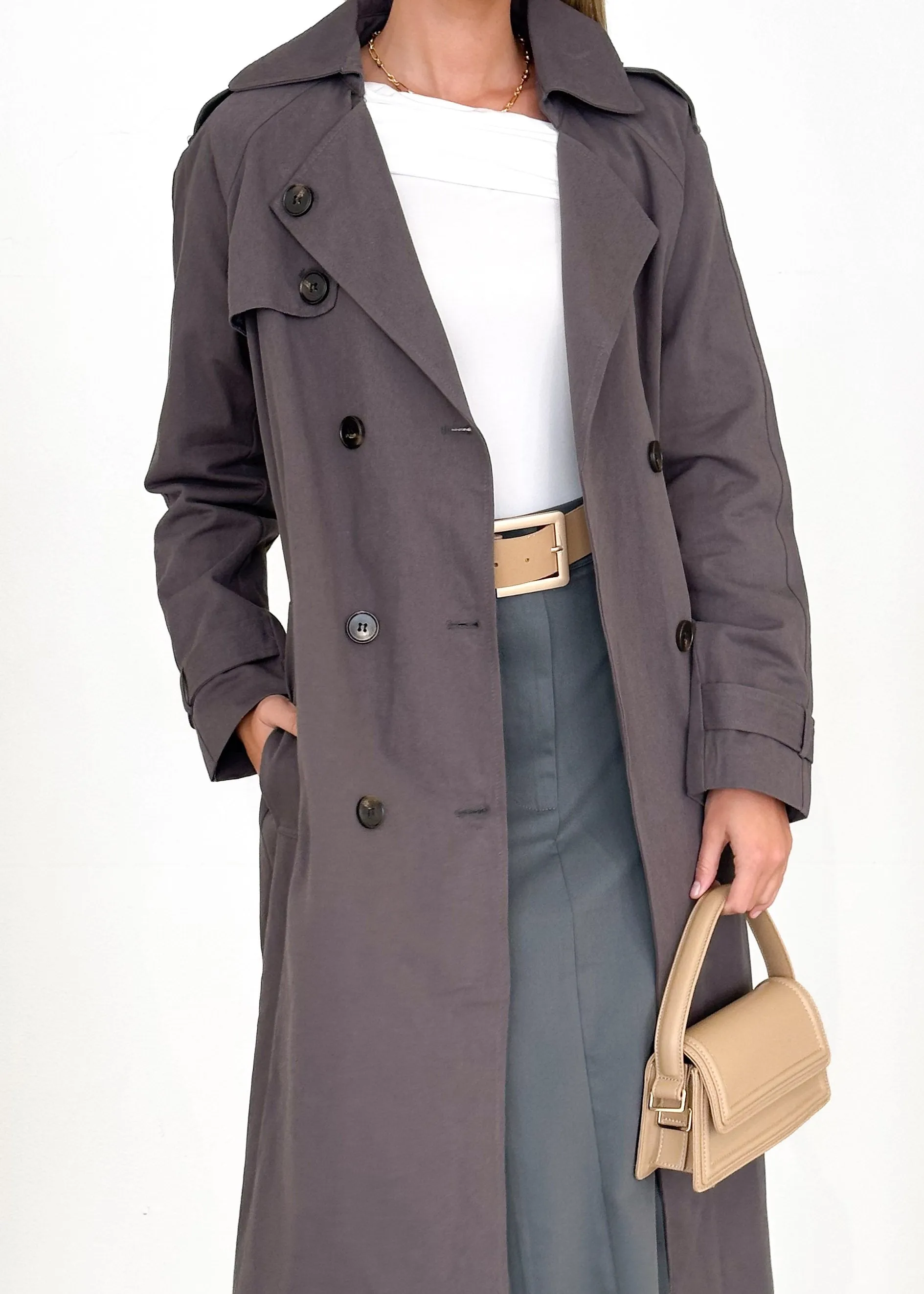 Anniesha Trench Coat - Charcoal