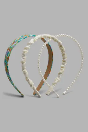 Assorted Embellished Headband For Girls (Pack Of 3)
