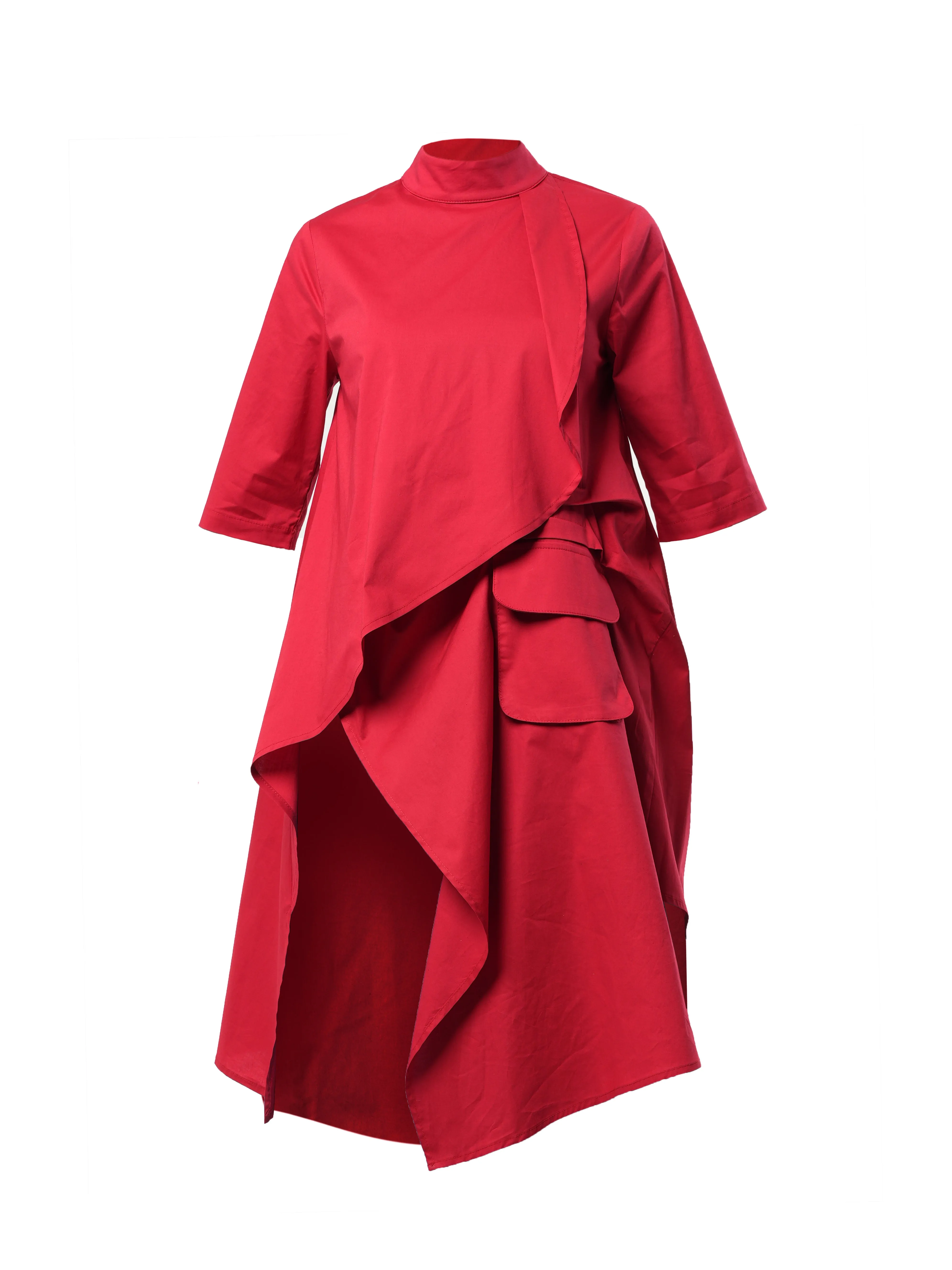 Asymmetric Tunic Shirt In Red