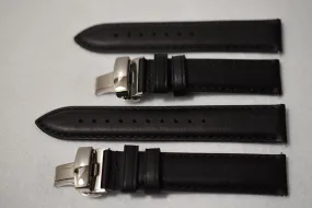 Black Aged Leather Watch Strap - Large