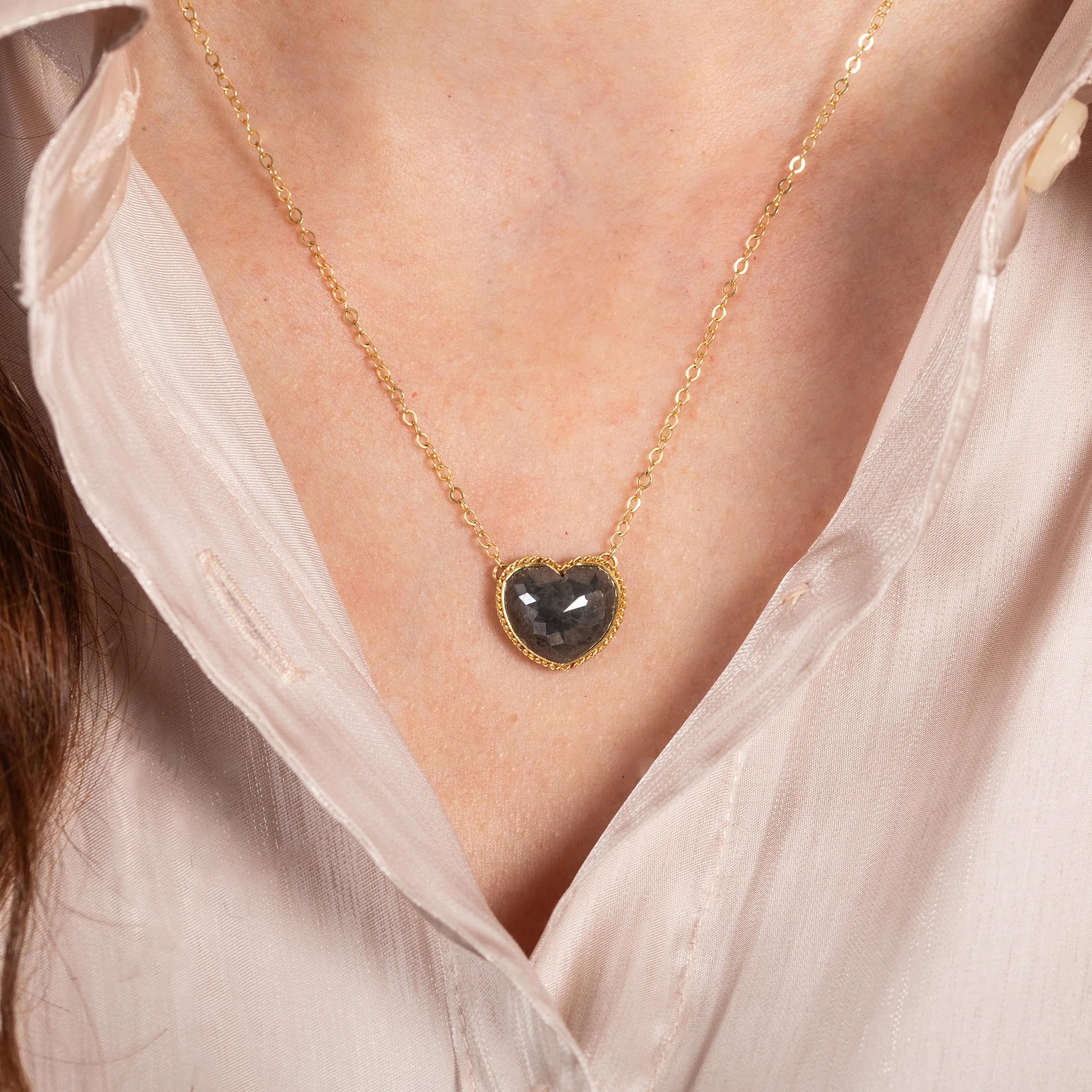 Black Diamond Heart Necklace
