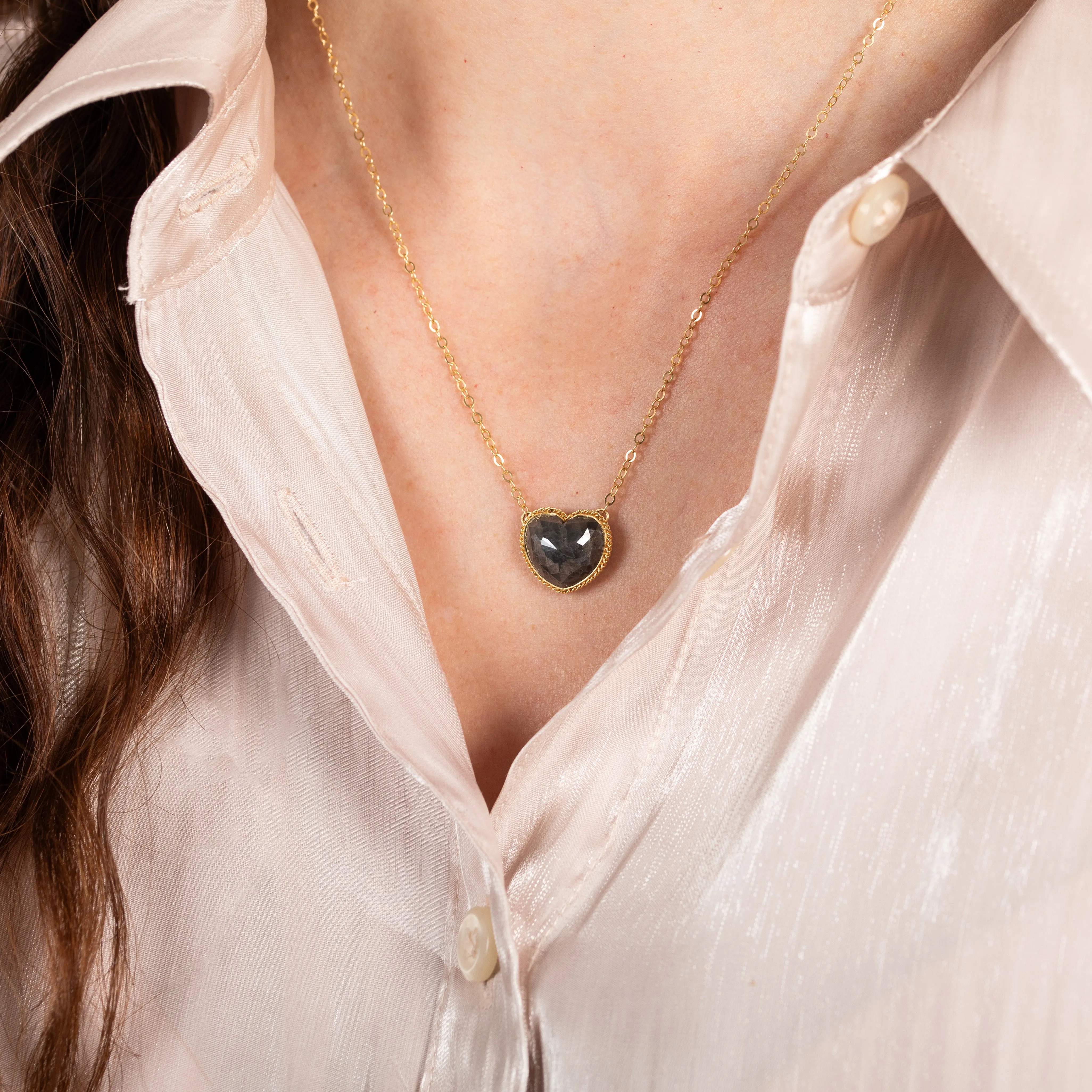 Black Diamond Heart Necklace