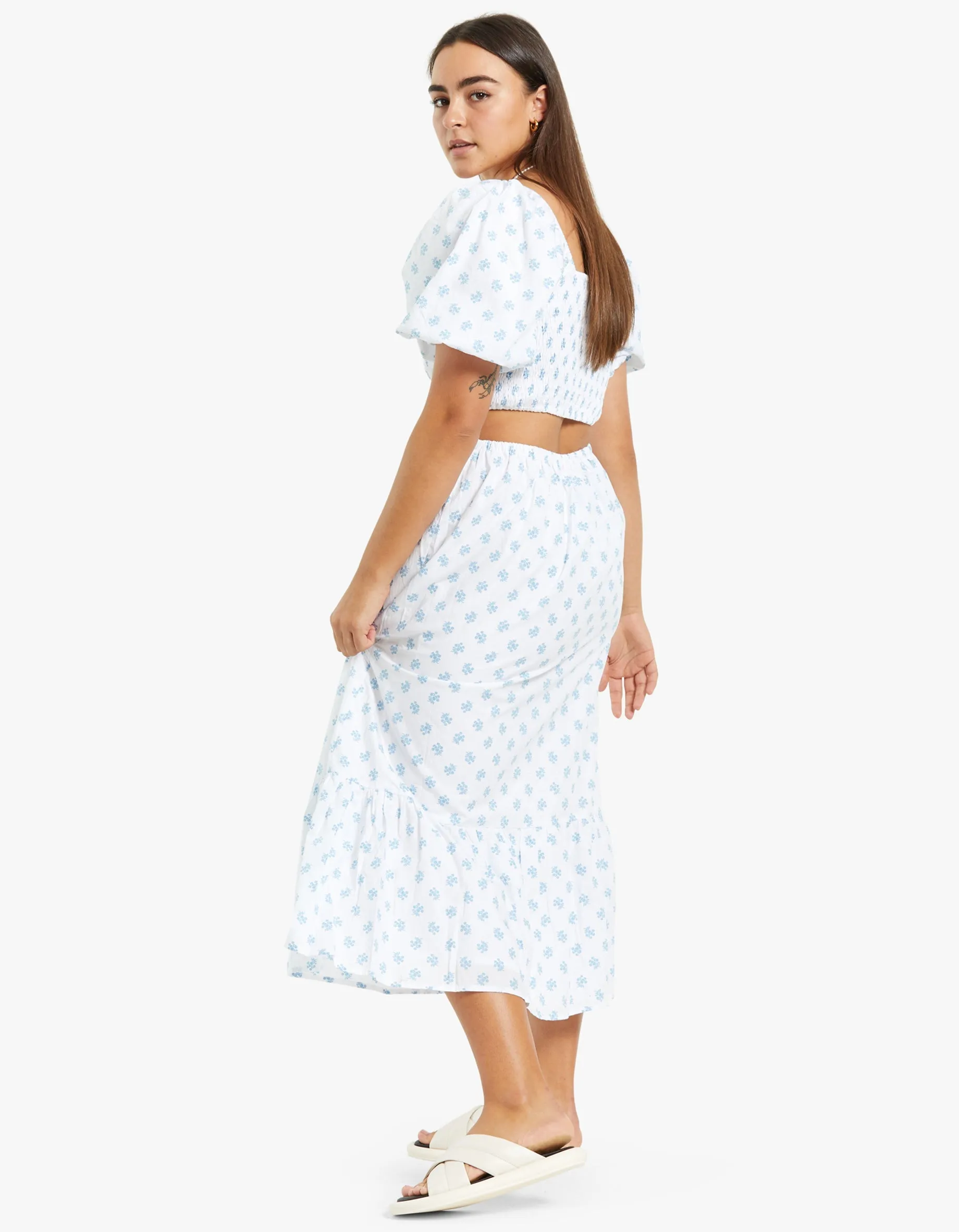Bloom Midi Dress - Cairo Floral Print Blue