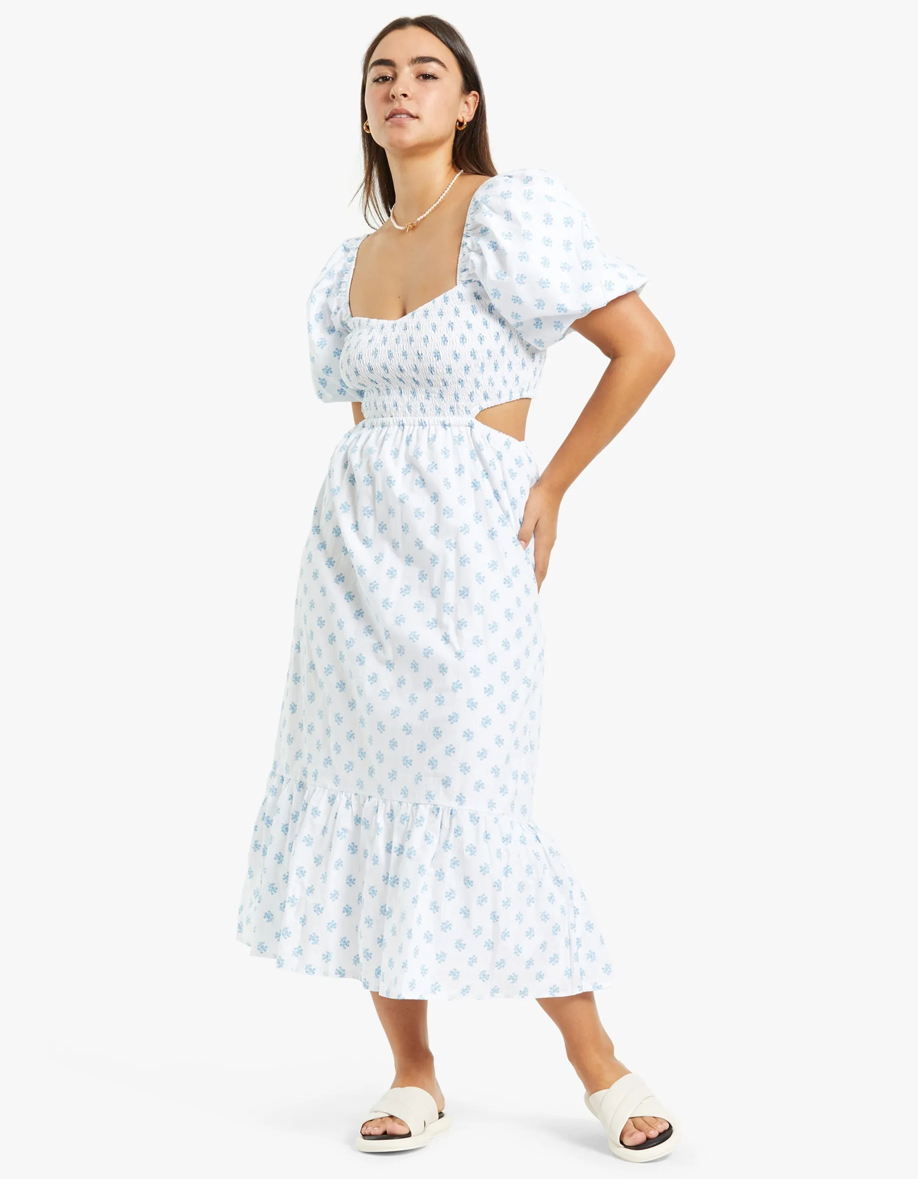 Bloom Midi Dress - Cairo Floral Print Blue