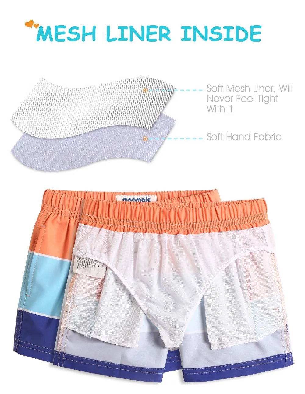 Boys Three Color Stitching Stretch Swim Trunks