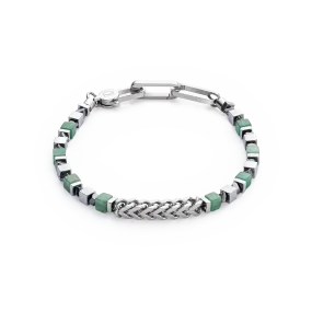 Bracelet Precious Cubes & Chain green-silver