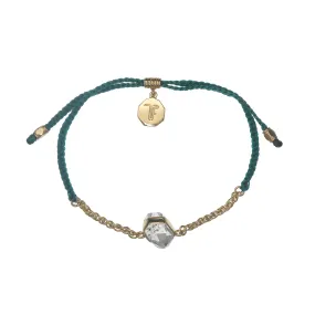 CHAIN & CORD CRYSTAL BRACELET - DIAMOND QUARTZ - BOTANICAL GREEN - GOLD