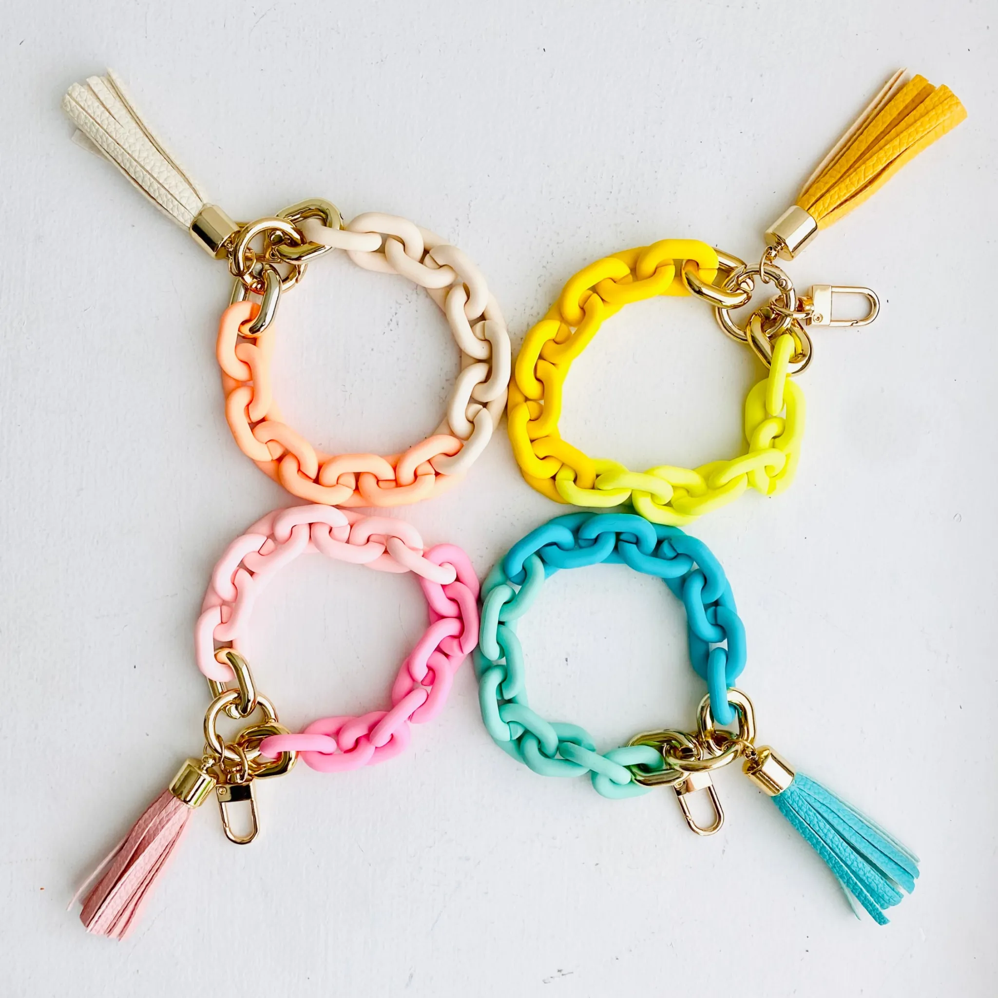 Chain Link Bangle Keychain Pink