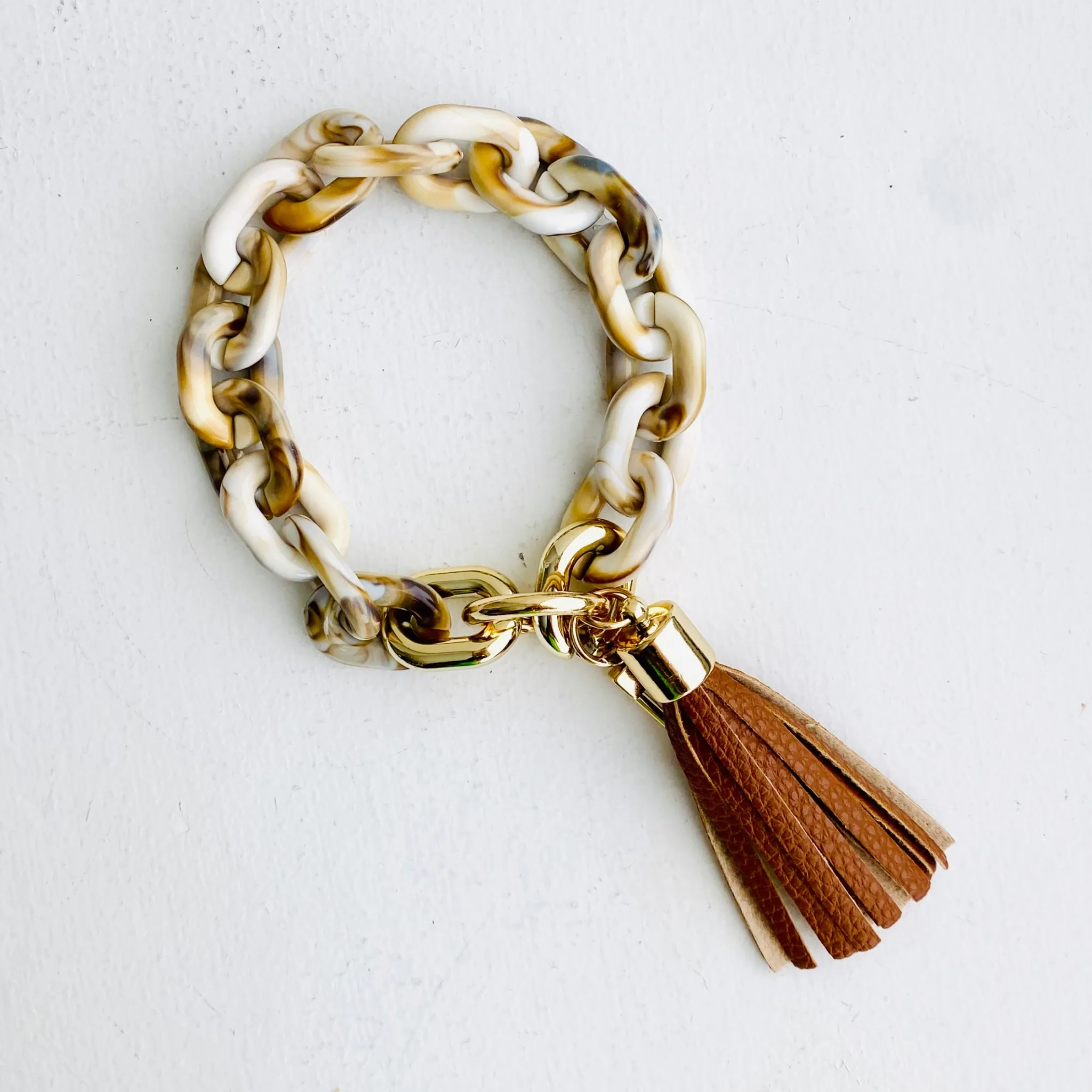 Chain Link Bangle Keychain Pink