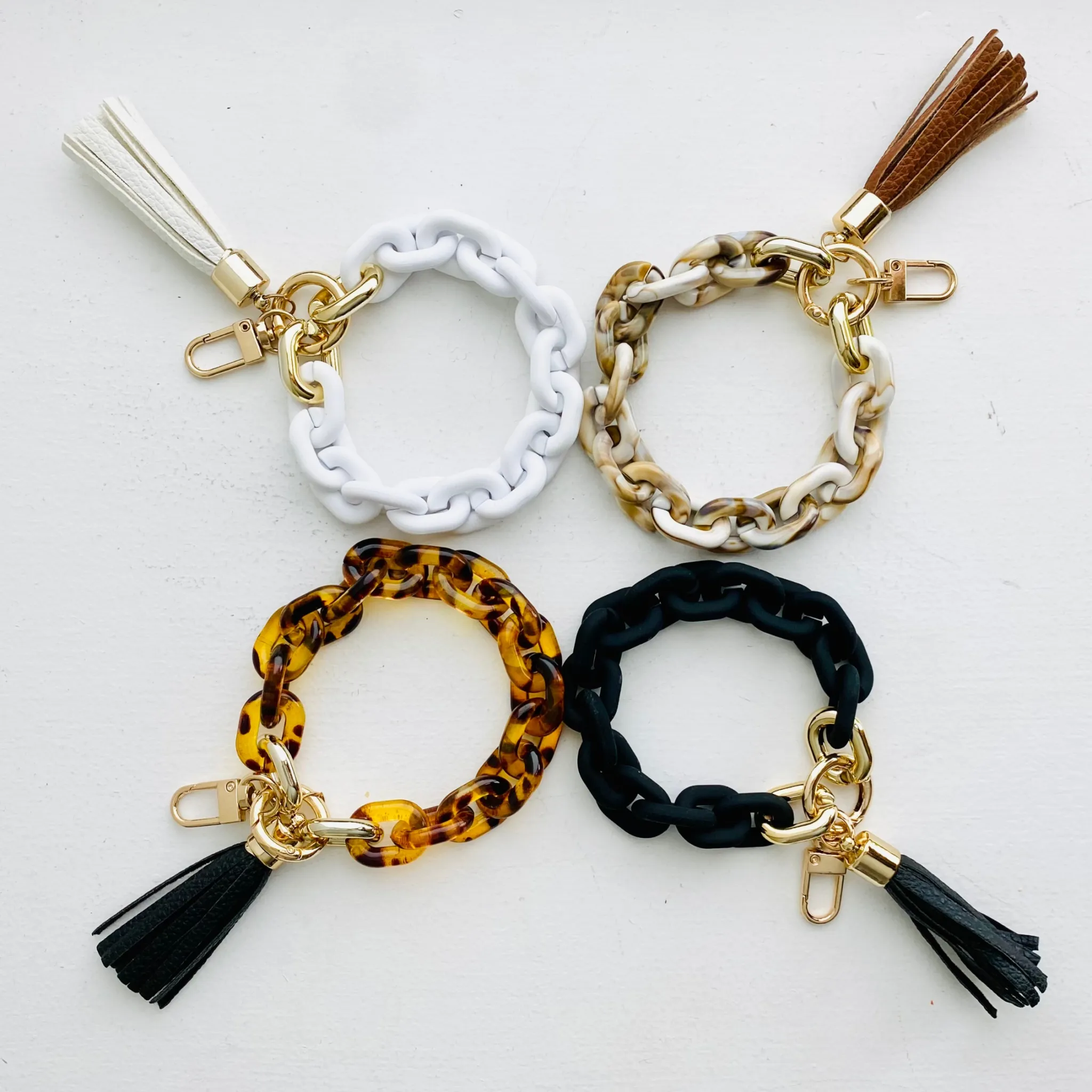 Chain Link Bangle Keychain Pink