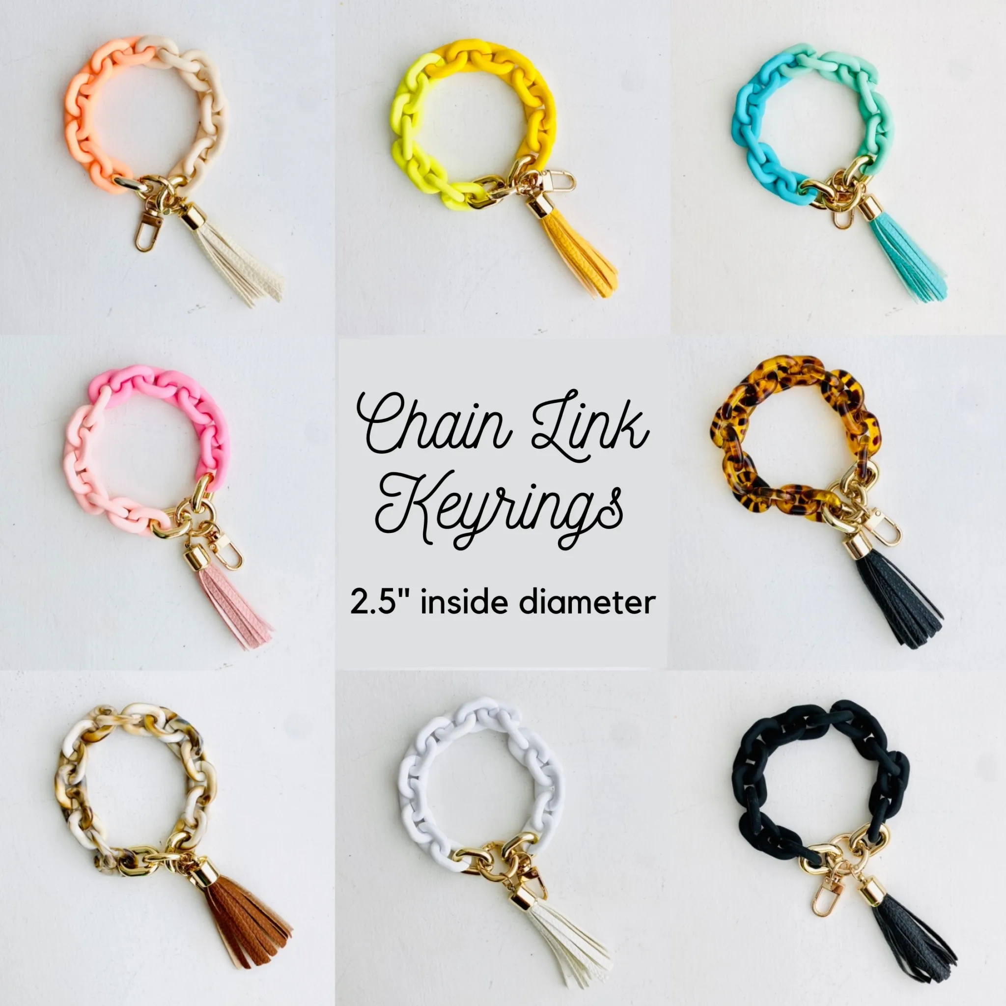 Chain Link Bangle Keychain Pink