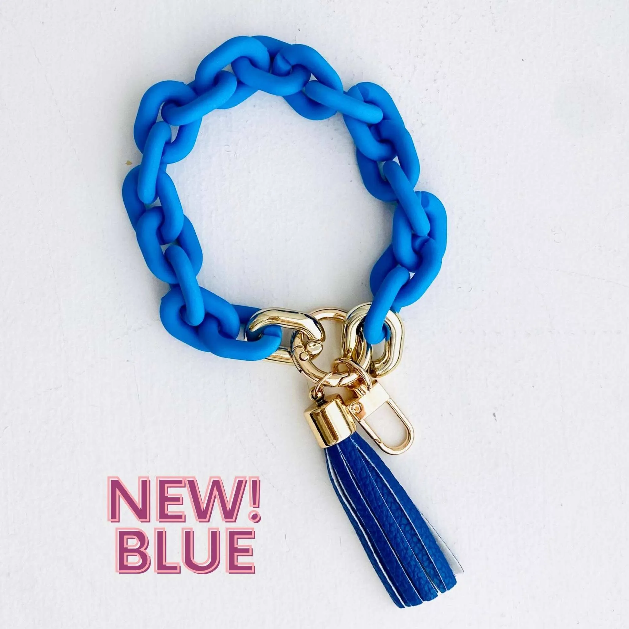 Chain Link Bangle Keychain Pink