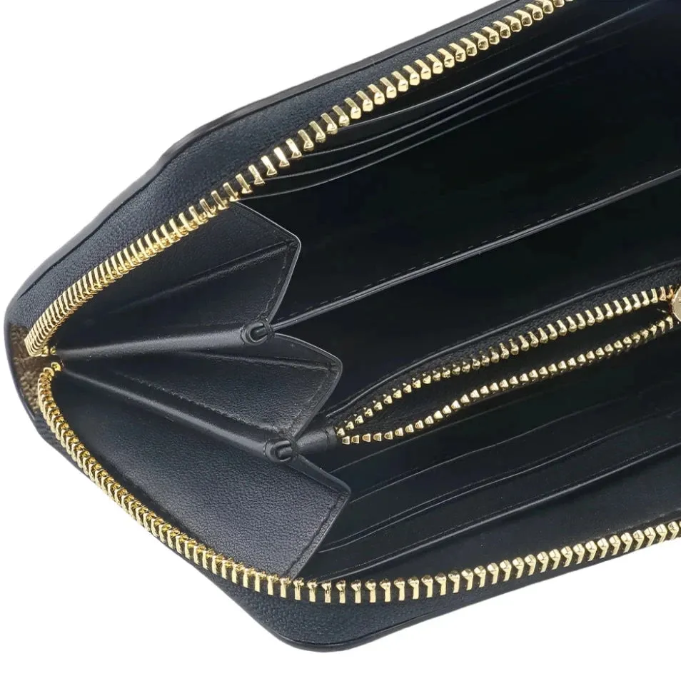Coach Long Zip Around Wallet In Signature Canvas Khaki/Black