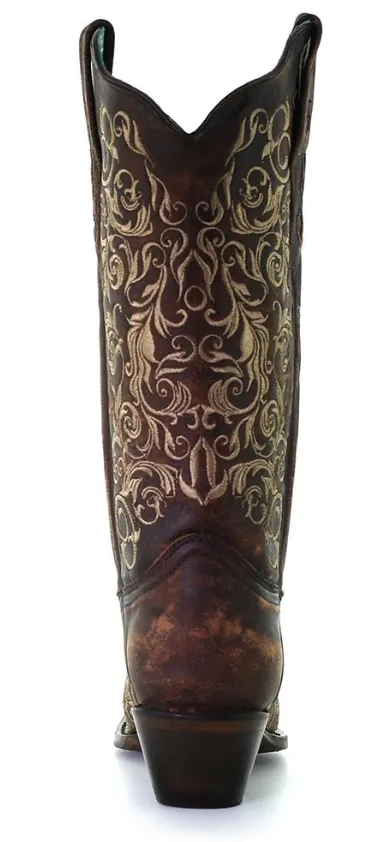 Corral Women's Floral Snip Toe Western Boot