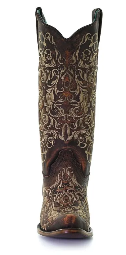 Corral Women's Floral Snip Toe Western Boot