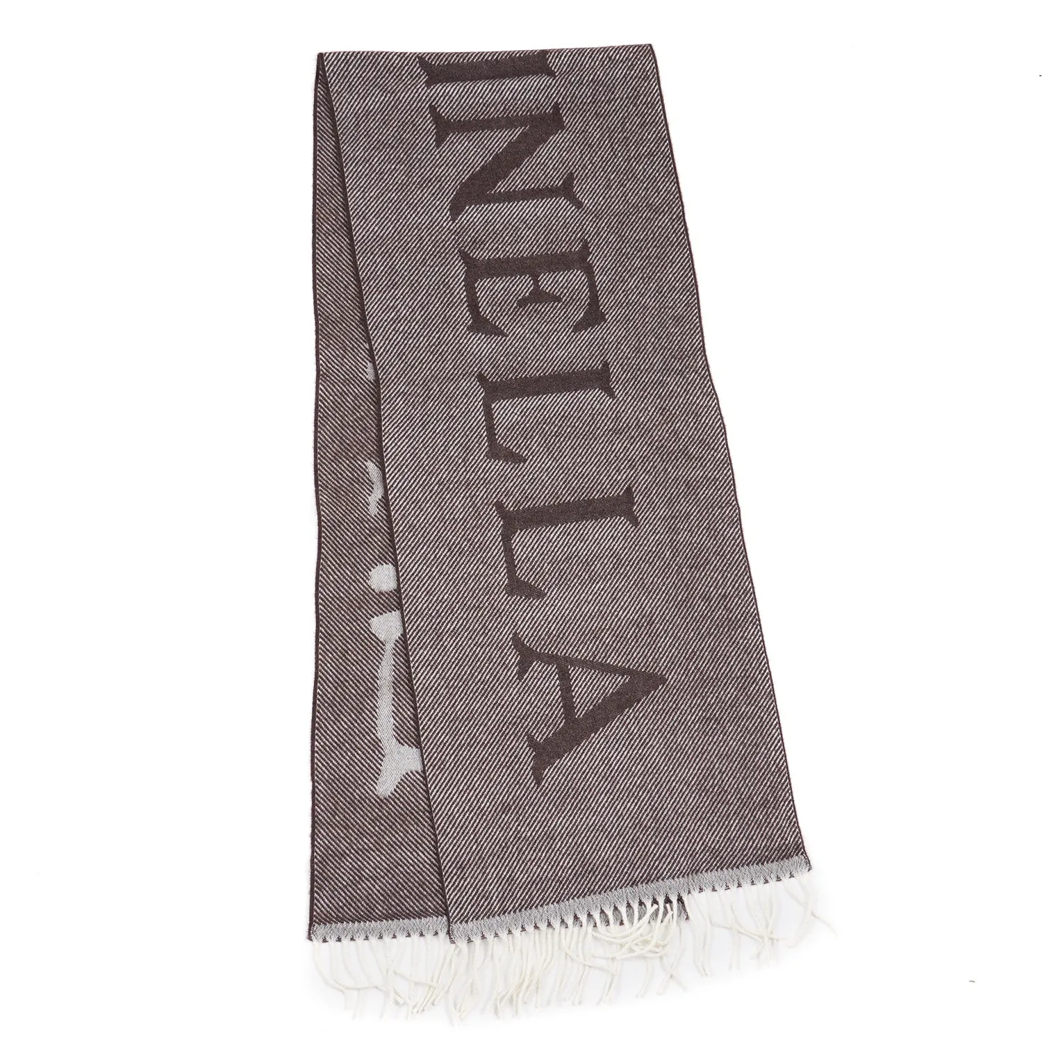 E.Marinella Wool Scarf with Logo Motif