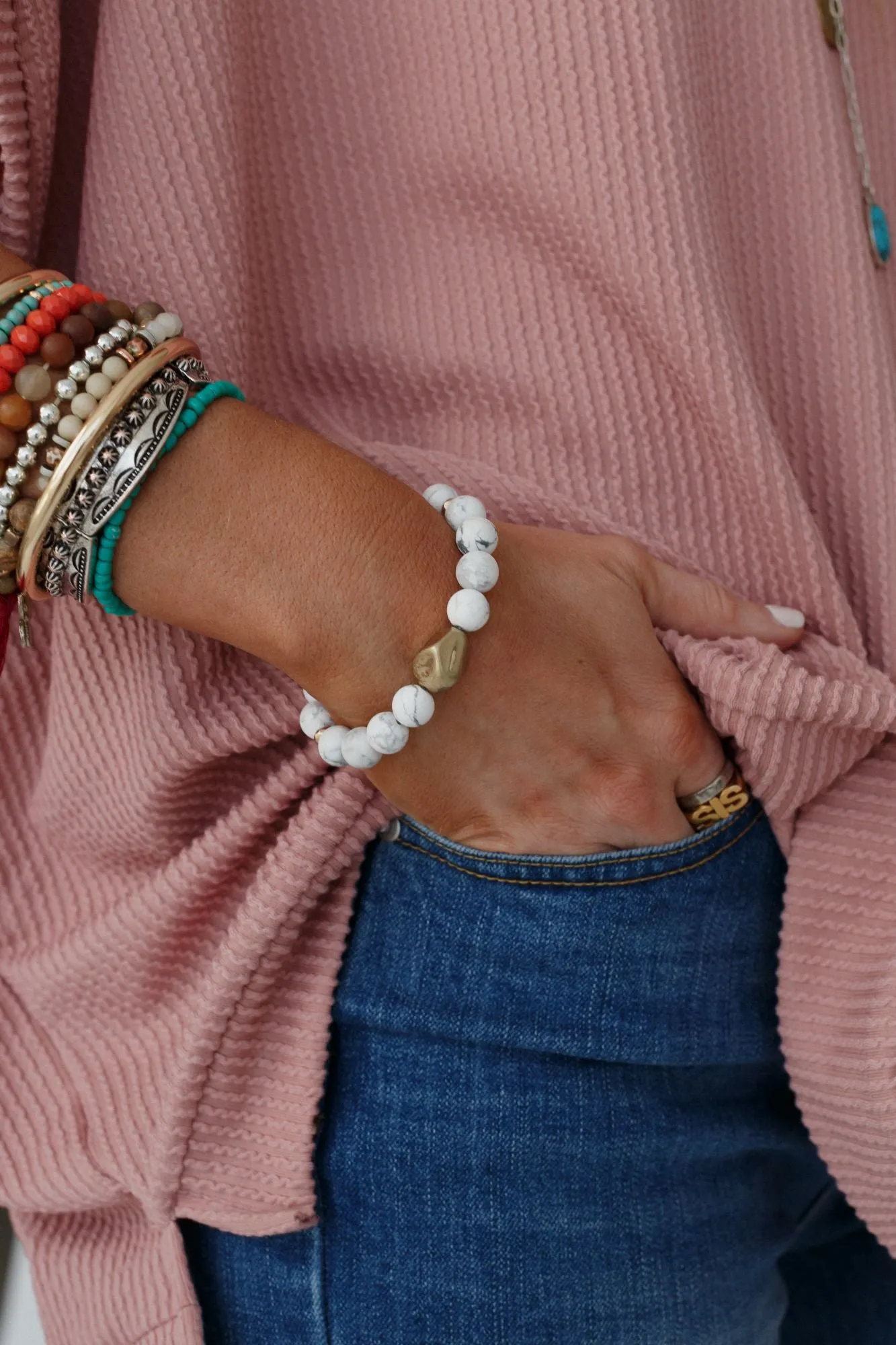Ethereal Earth Stretch Bracelet - White Multi