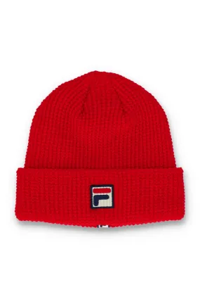 Fila Vintage Men's FHXF2307 Kudoslux Reverse Knit Turn Up Beanie Hat Fila Red