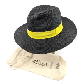 Folding Travel Panama Sun Hat - Black & Yellow