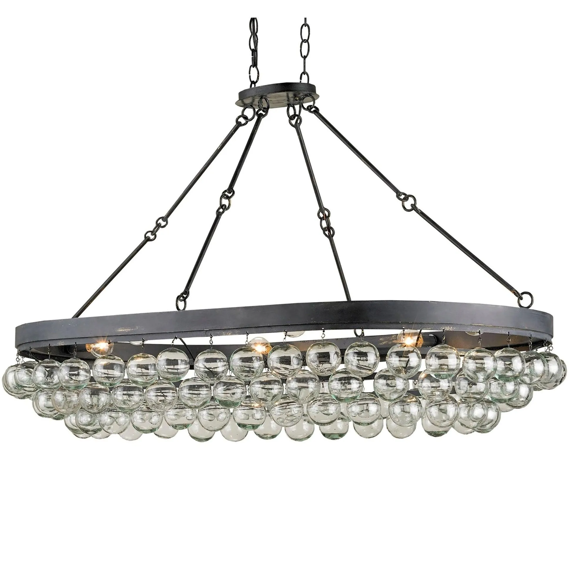 French Black Industrial Bubble Chandelier