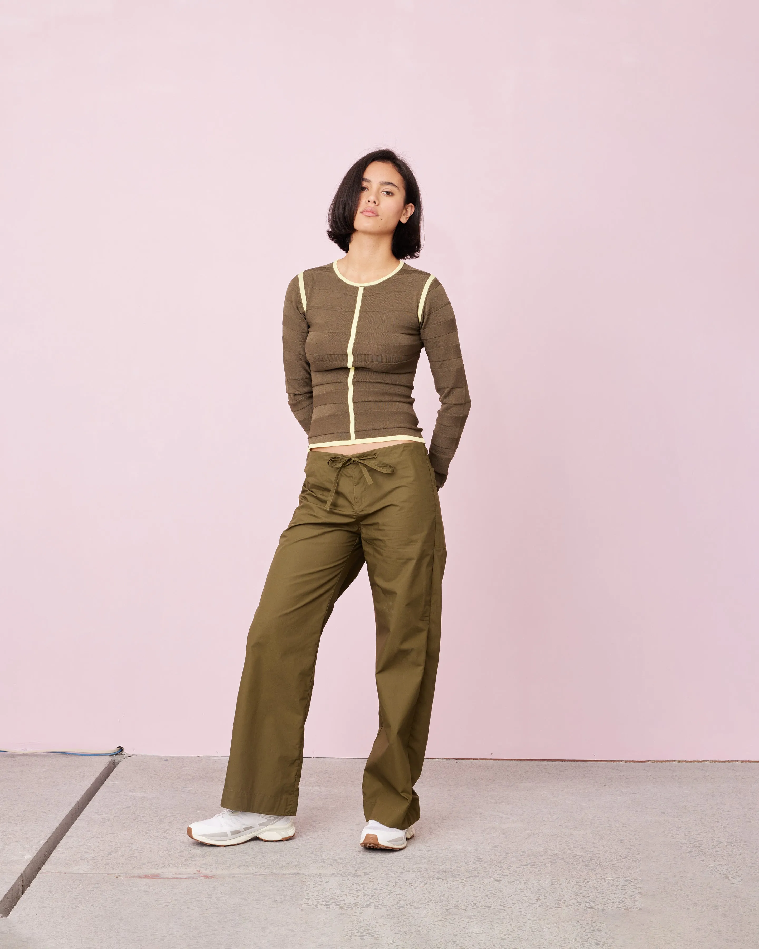 GEMINI LONG SLEEVE KHAKI LEMON STRIPE