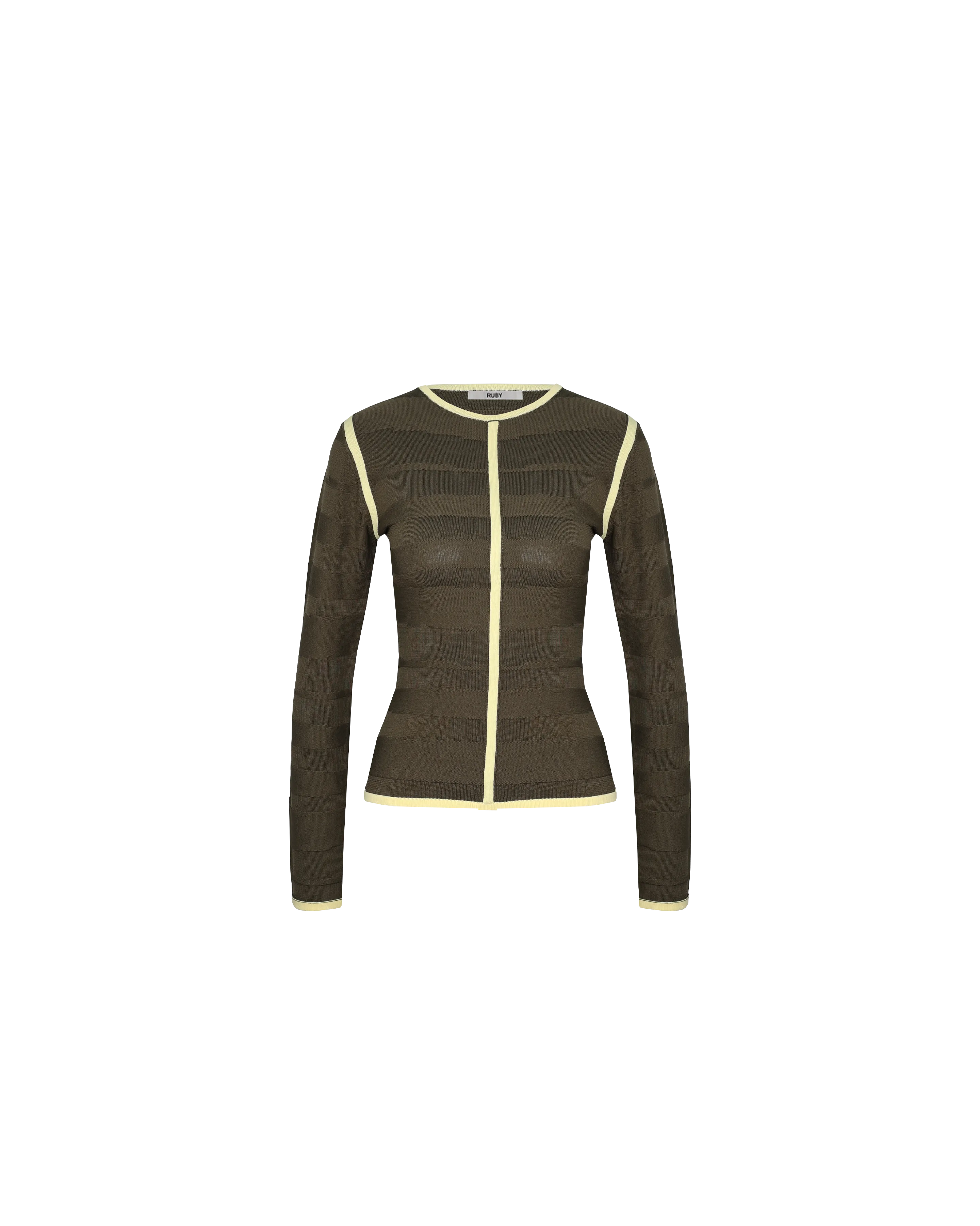GEMINI LONG SLEEVE KHAKI LEMON STRIPE