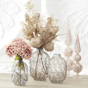 Gold Embossed Glass Vase - Assorted Sizes