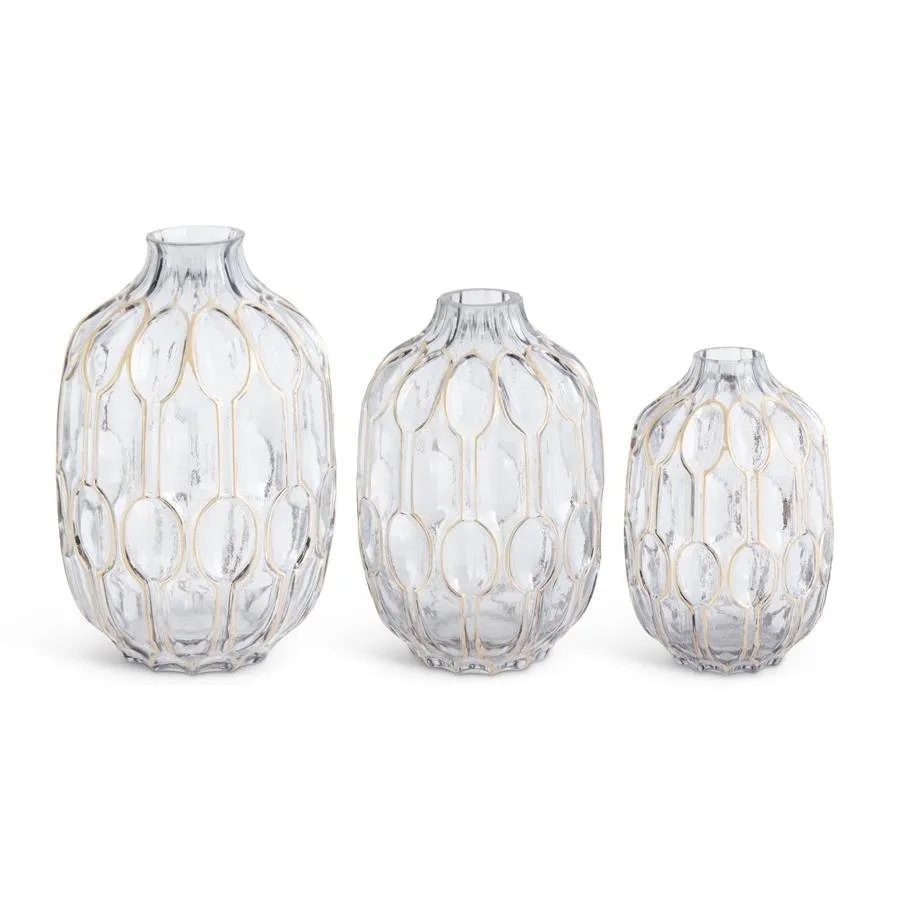 Gold Embossed Glass Vase - Assorted Sizes