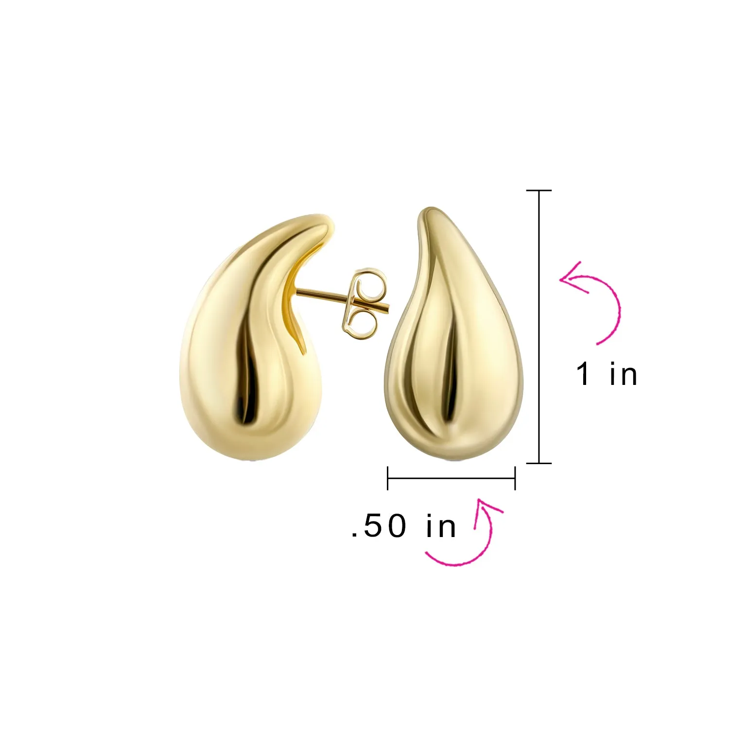 Gold Plated Drop  Dupes Lightweight Teardrop Stud Earrings Gold  Waterdrop