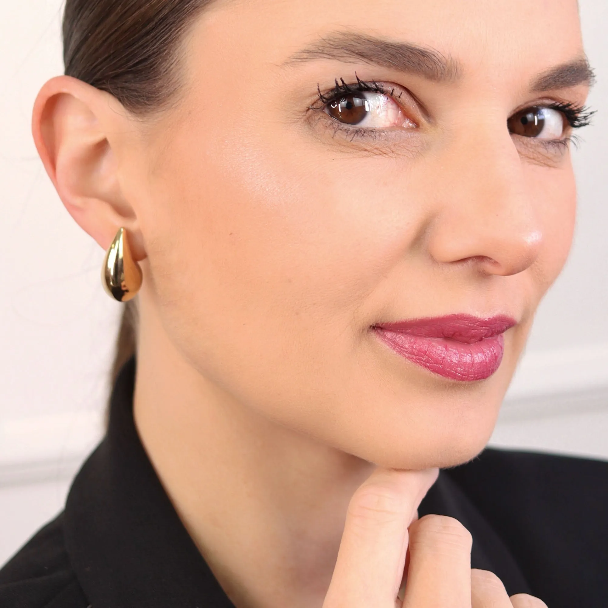 Gold Plated Drop  Dupes Lightweight Teardrop Stud Earrings Gold  Waterdrop
