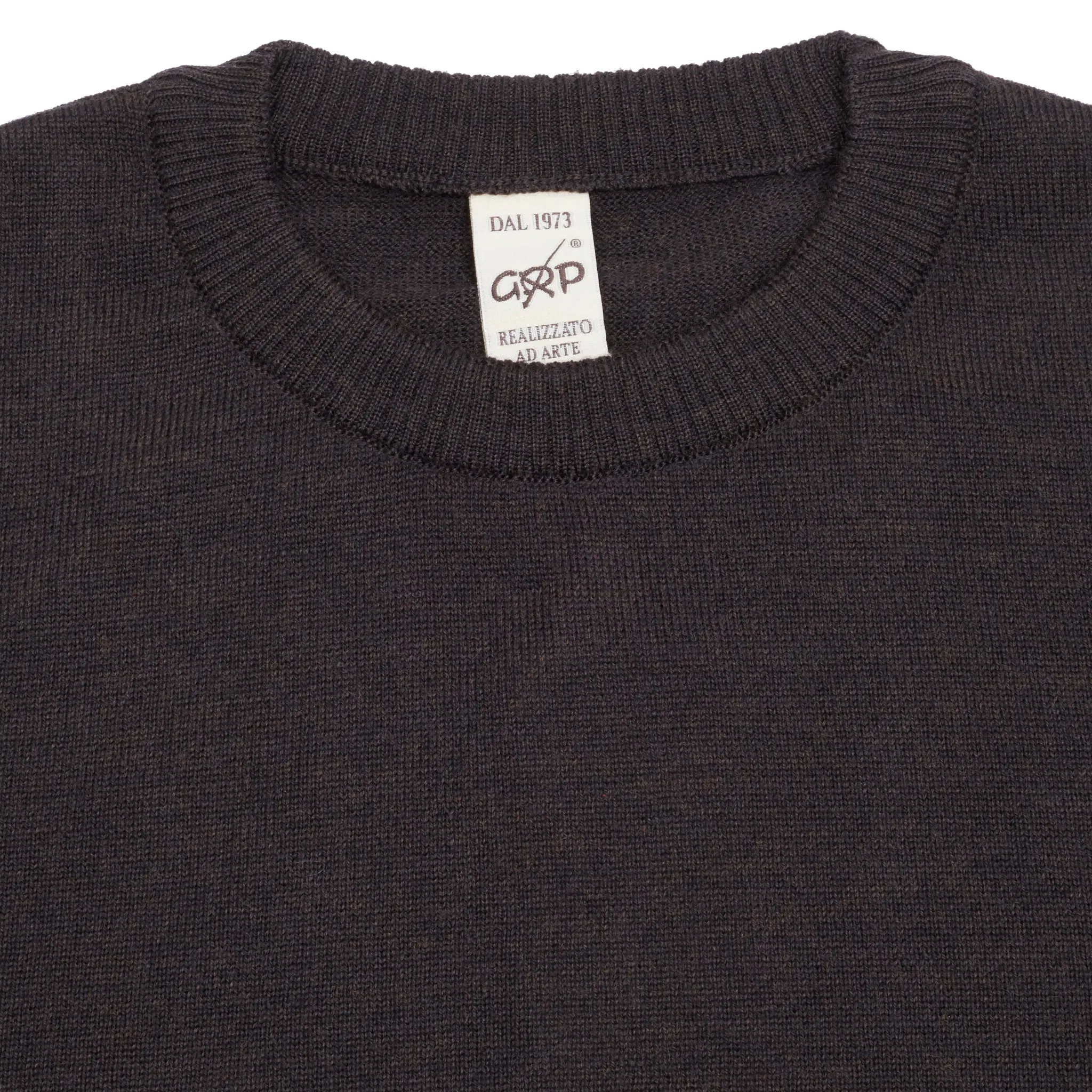 GRP Merino Crew Neck Jumper in Brown Melange