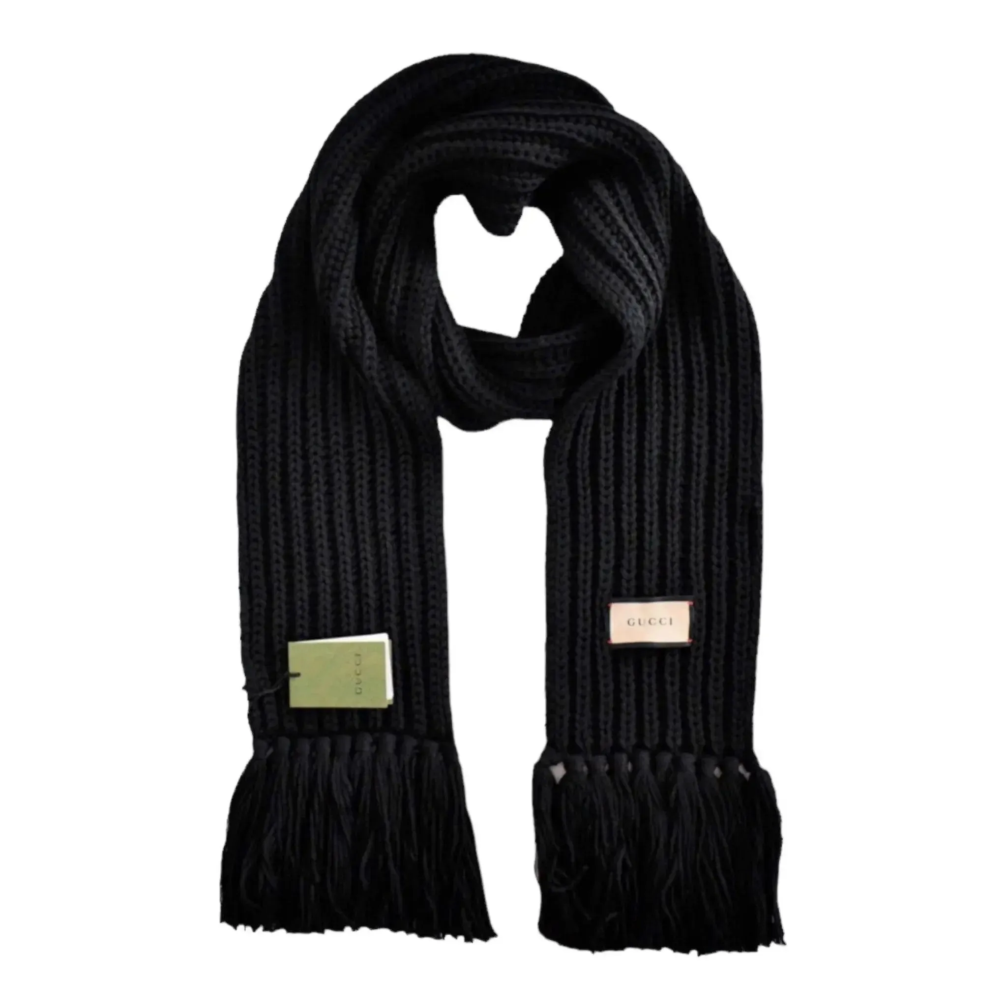 Gucci Logo Patch Knitted Wool Scarf