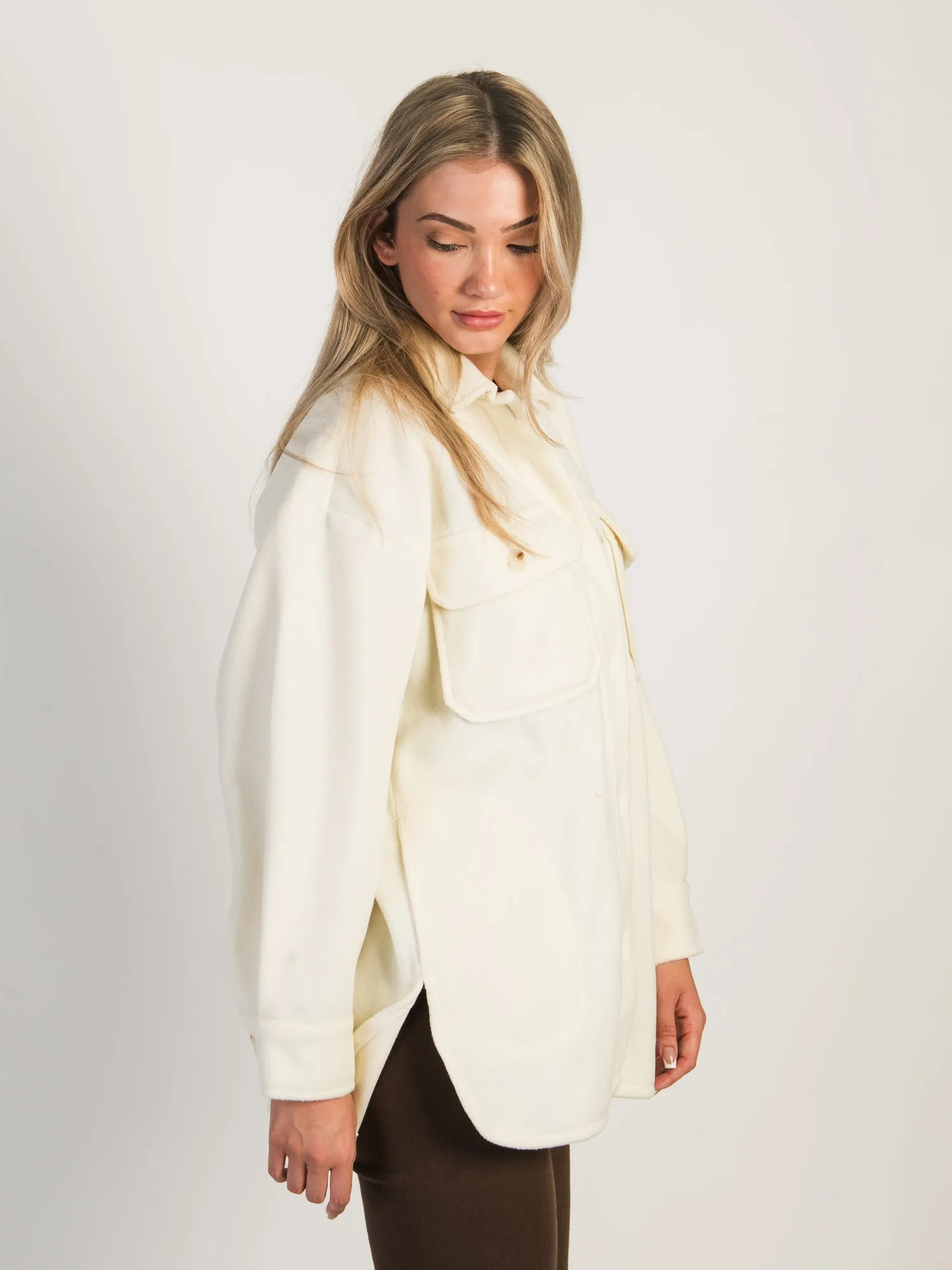 HARLOW GWEN SOLID SHIRT JACKET - CREAM