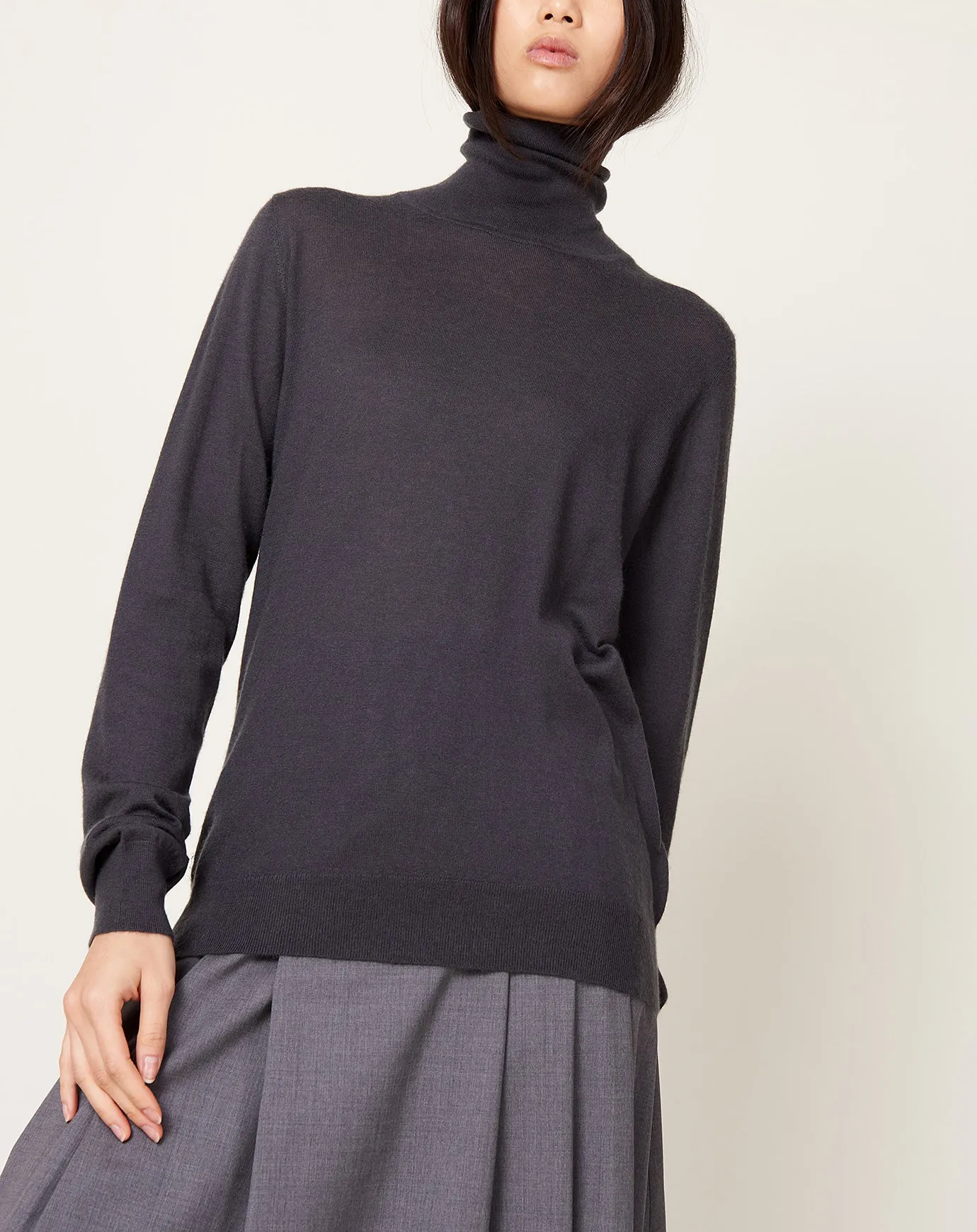 High Neck Sweater in Faded Black