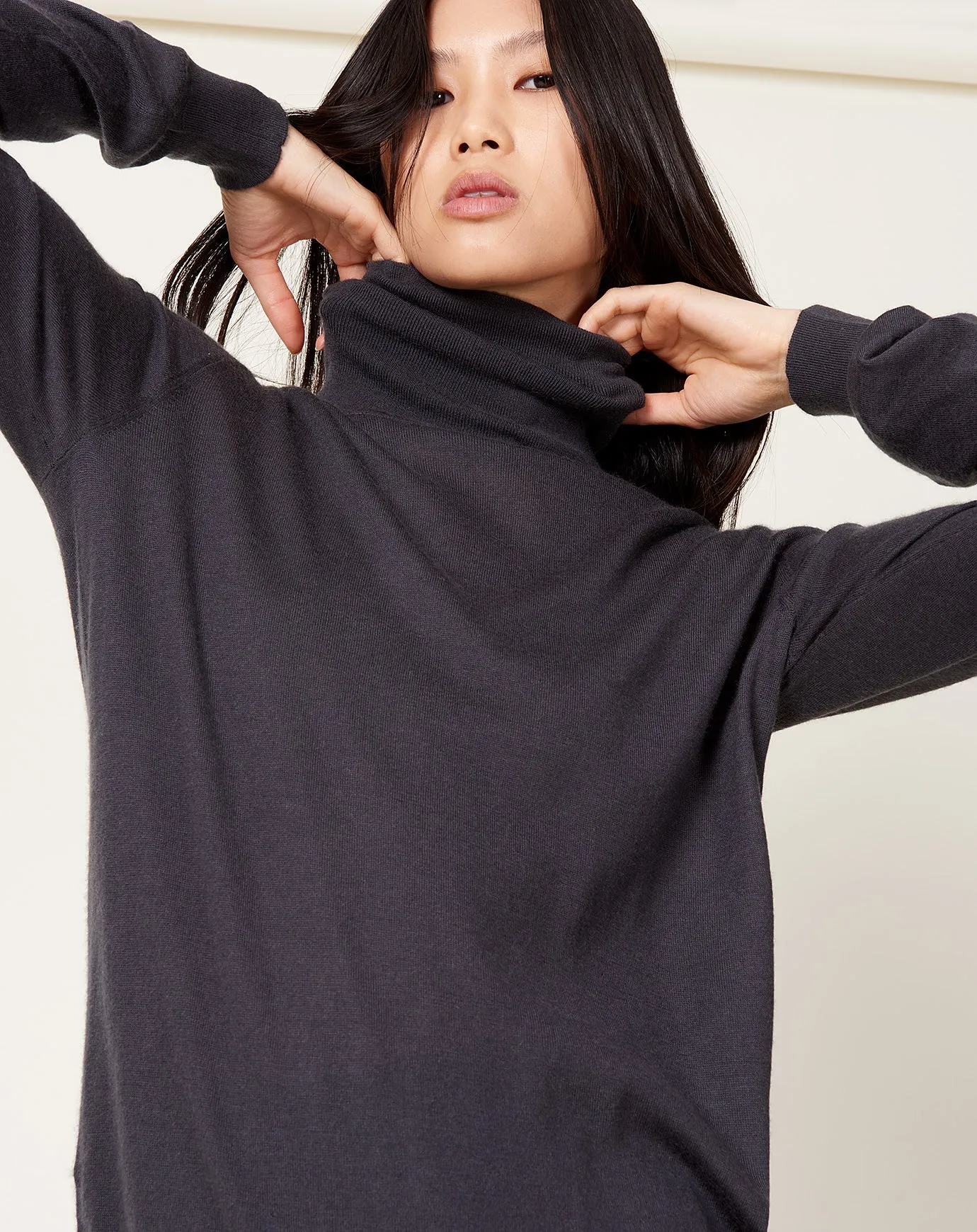 High Neck Sweater in Faded Black
