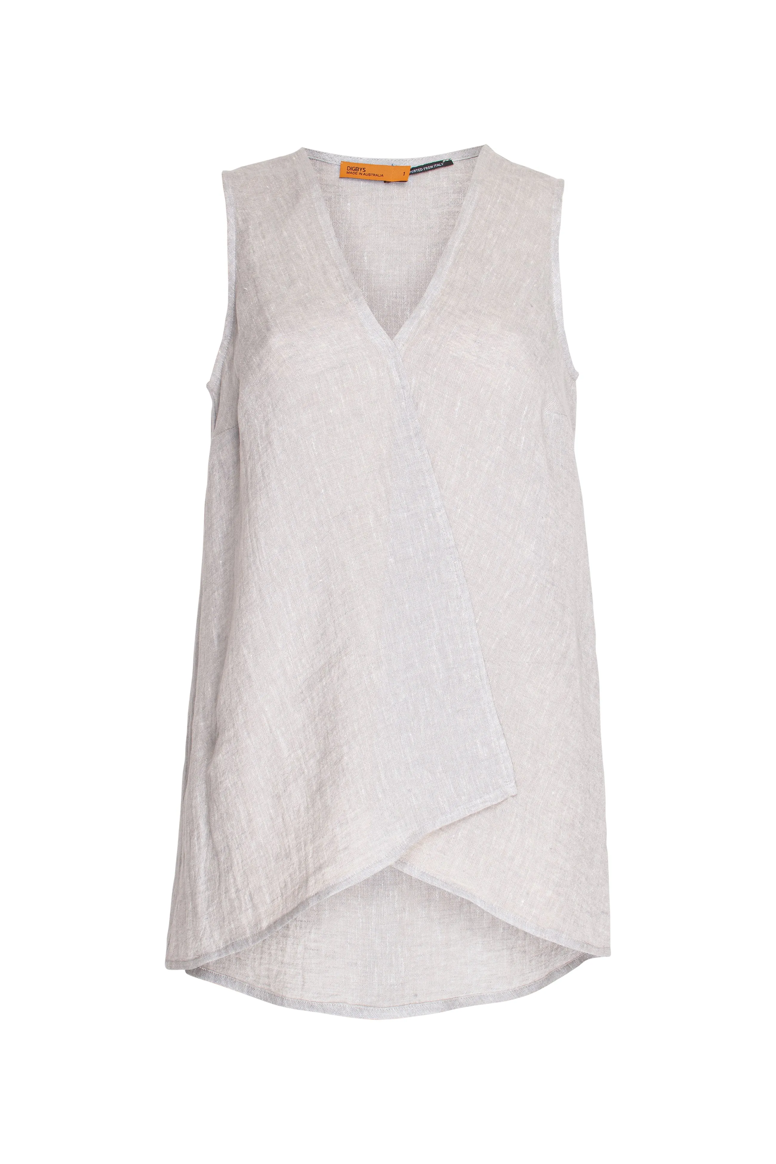 Linen V Neck Singlet - Silver 9747