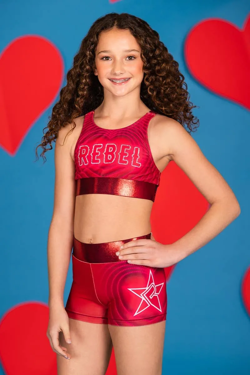 Mid Rise Compression Short in Rebel Heartbeat