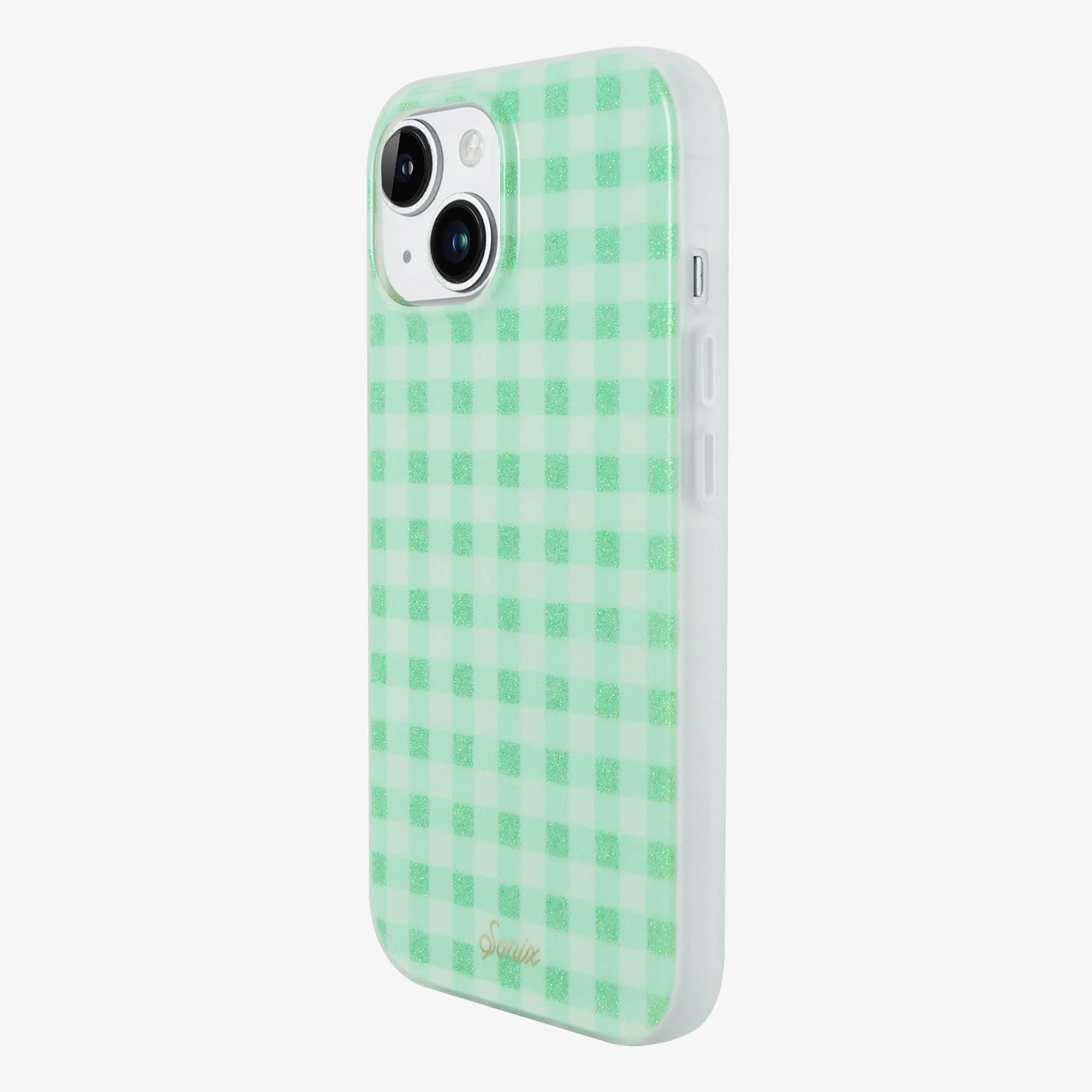Minty Gingham MagSafe® Compatible iPhone Case