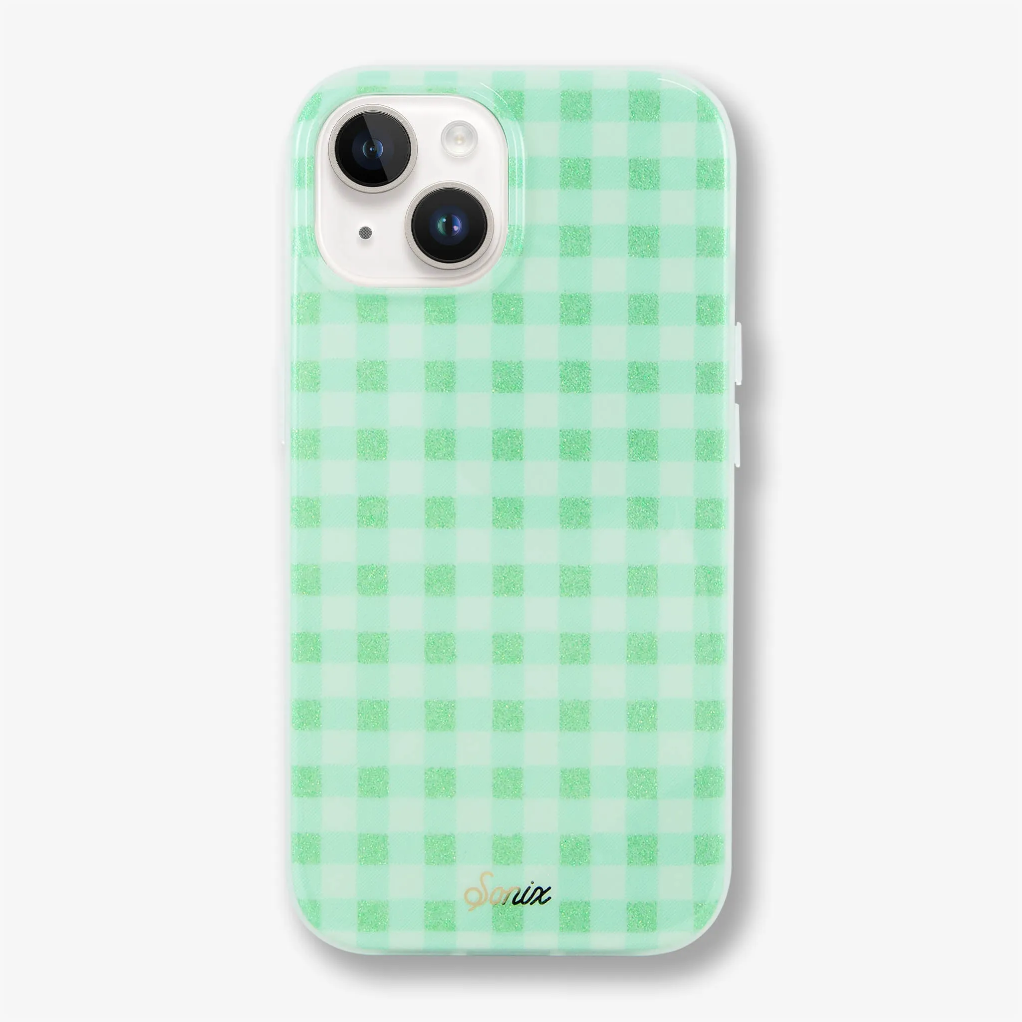 Minty Gingham MagSafe® Compatible iPhone Case